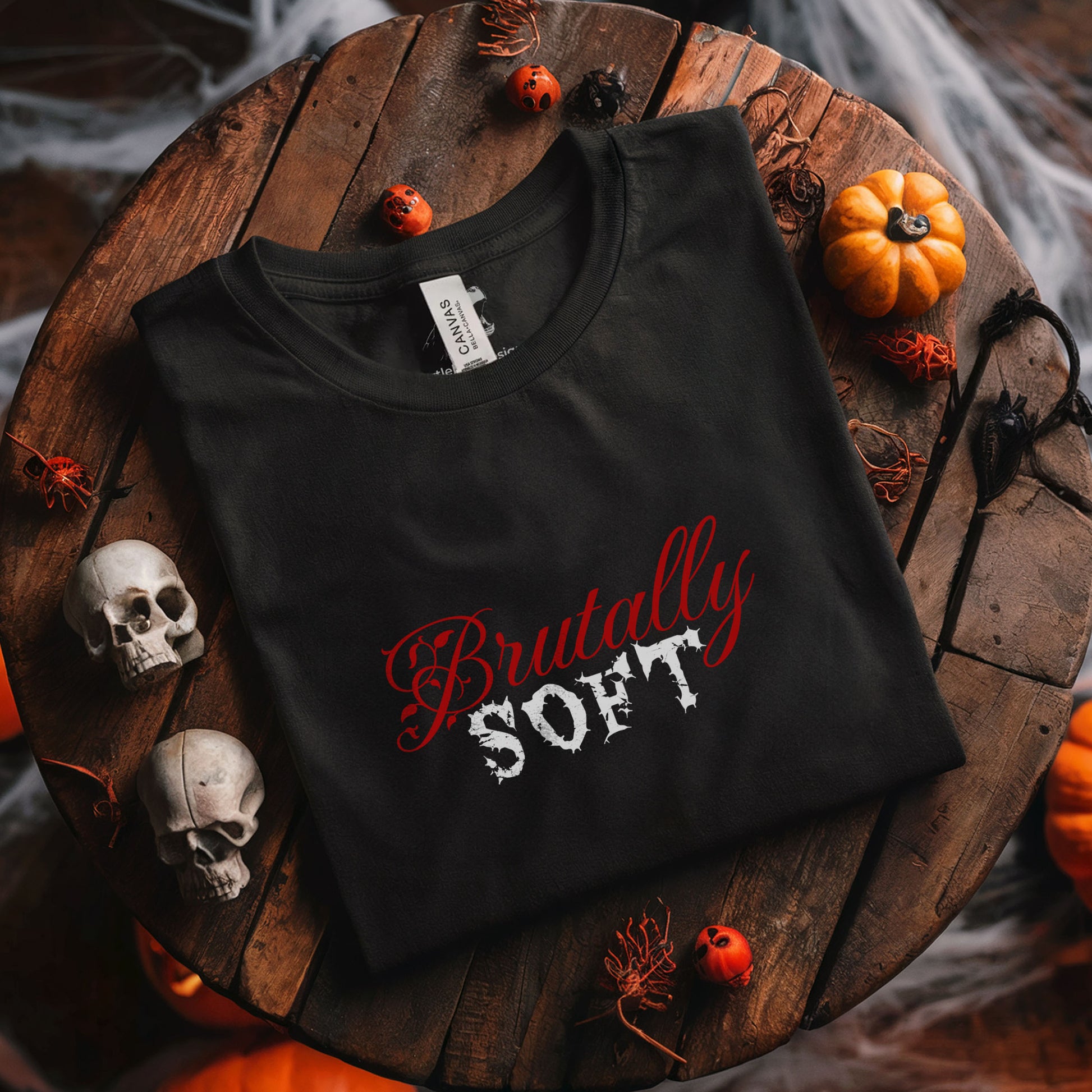 Dark humor graphic tee showing elegant script and distressed lettering contradiction
