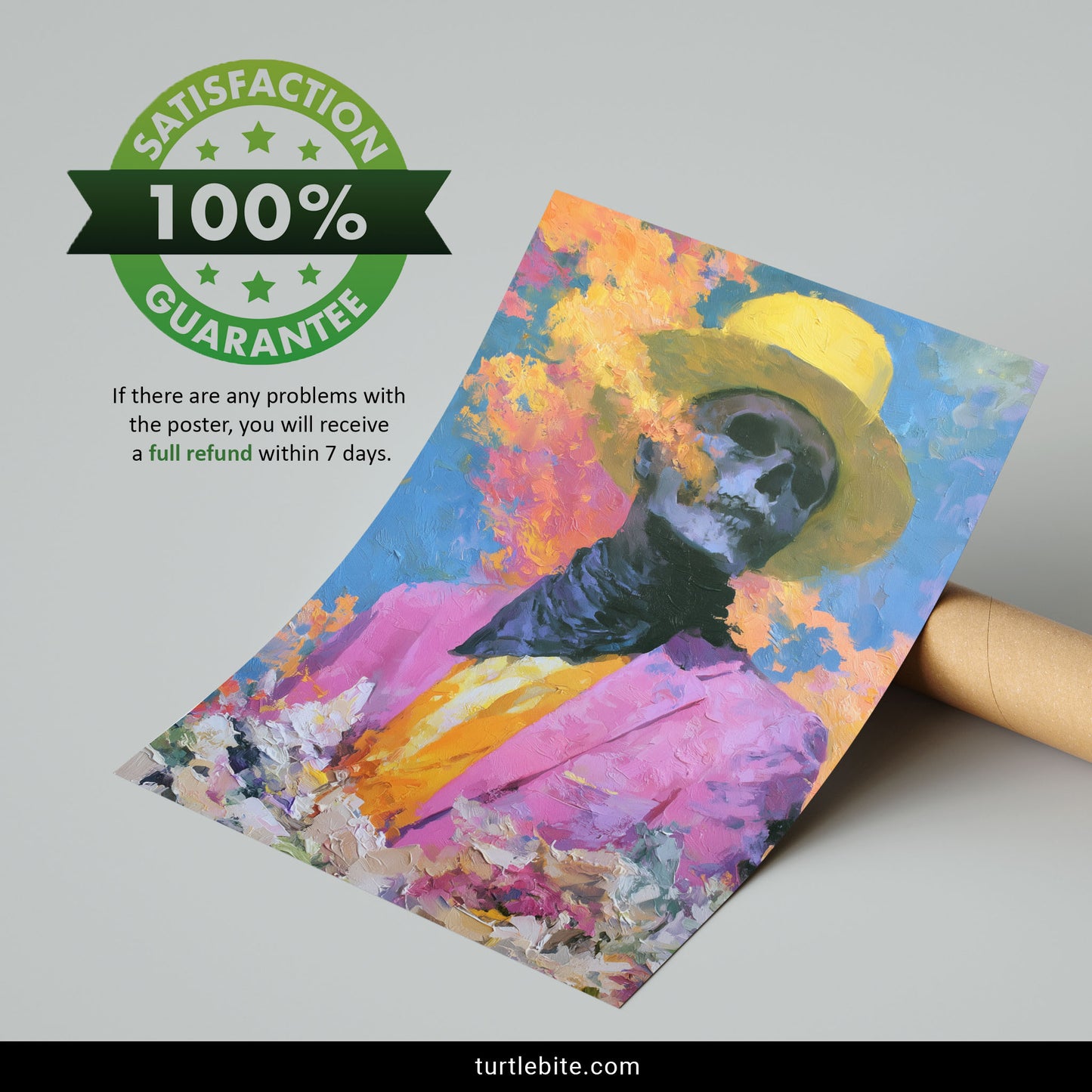Colorful Skull Wall Art, Dapper Skeleton Print