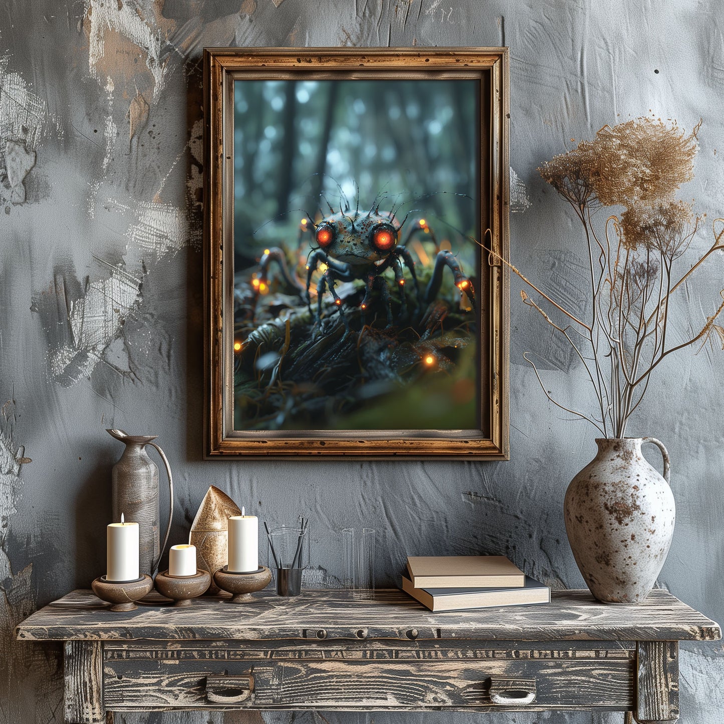 Glowing Fantasy Creature in the Woods - Creepy Gothic Wall Decor