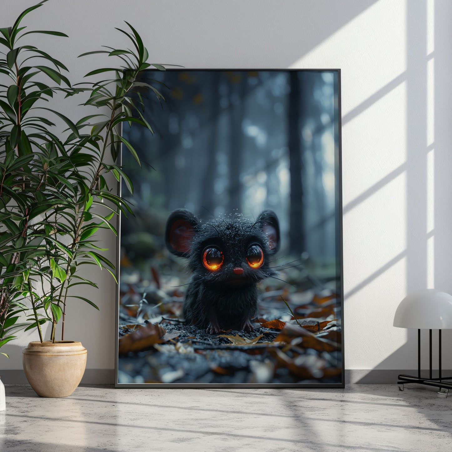 Cute Little Creepy Creature in Dark Forest - Gothic Wall Art