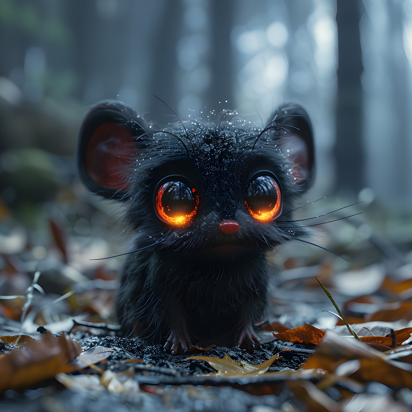 Cute Little Creepy Creature in Dark Forest - Gothic Wall Art