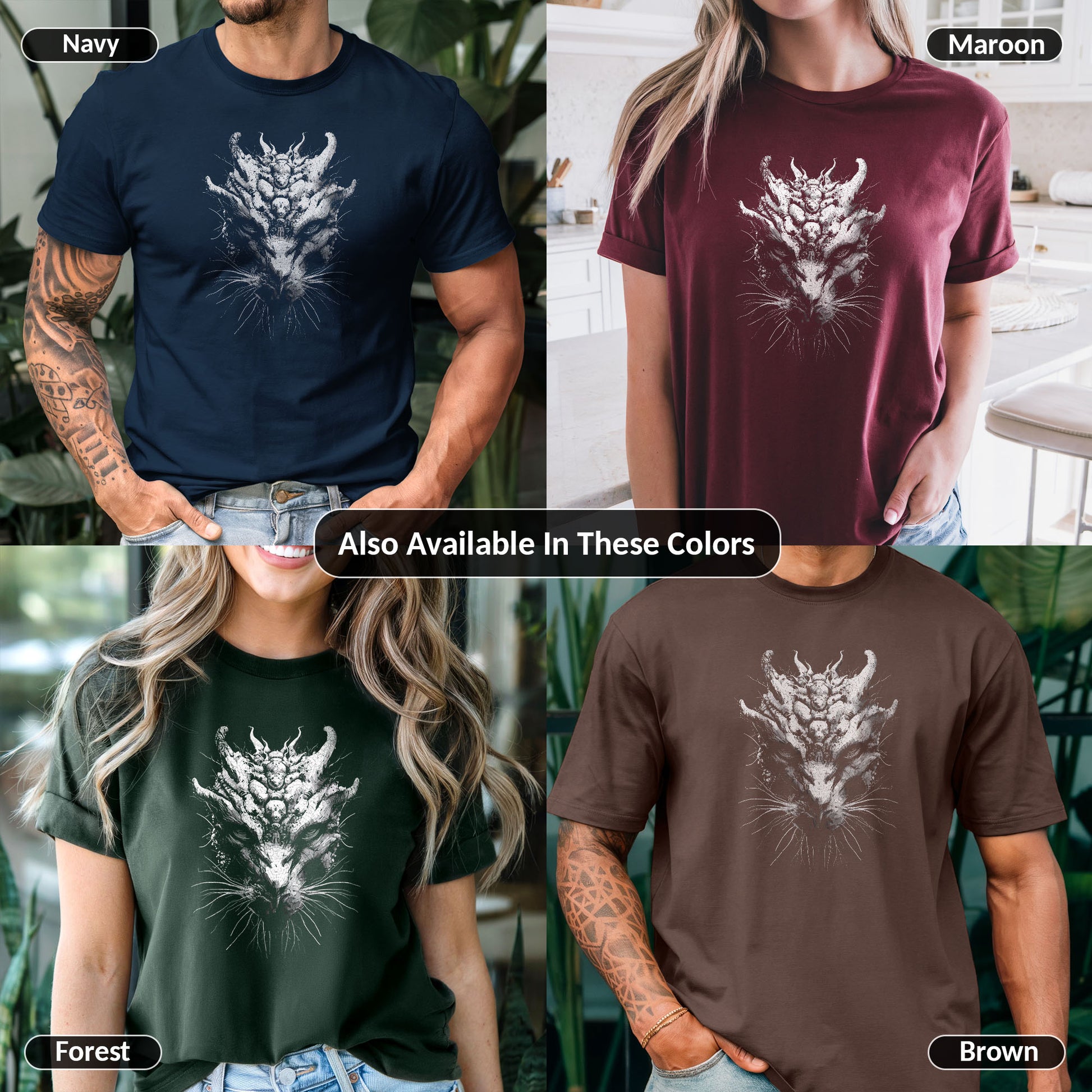 Black metal inspired clothing with elaborate demonic creature line art design