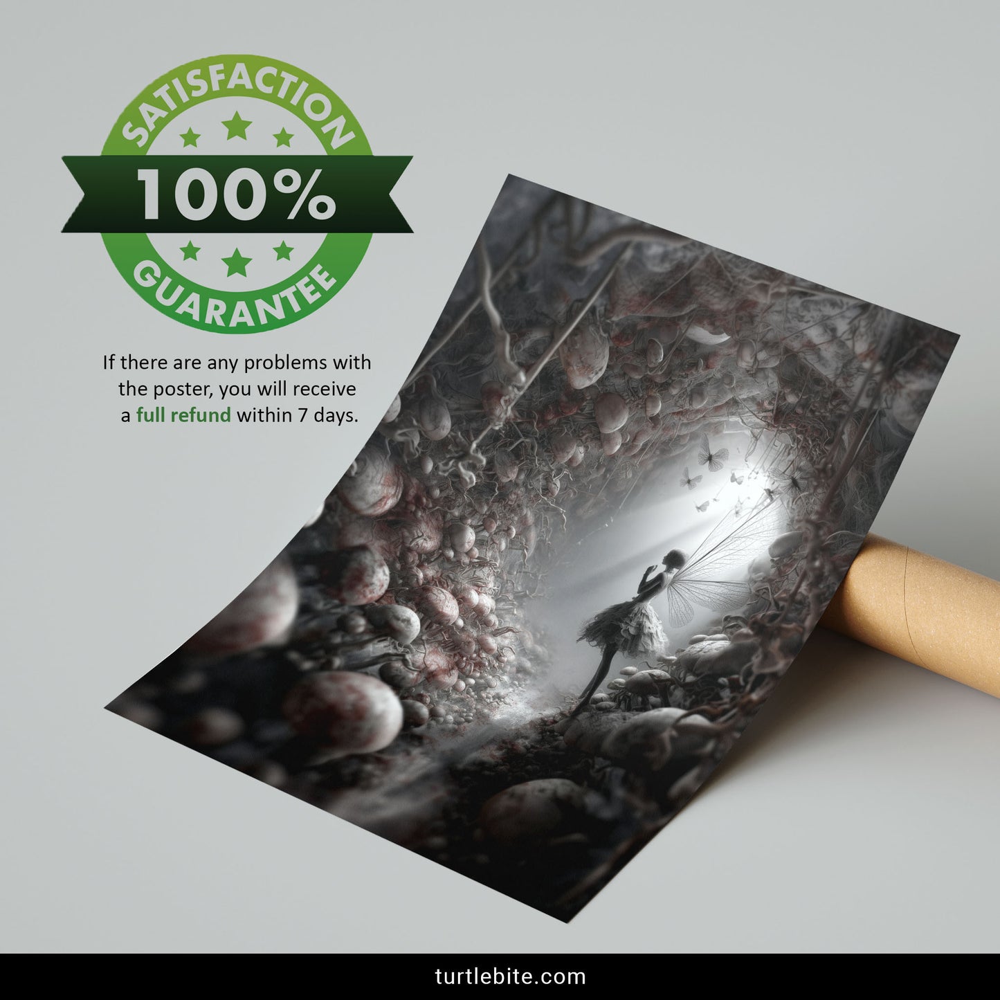 Dark Fairy Art Print, Gothic Mushroom Wall Art