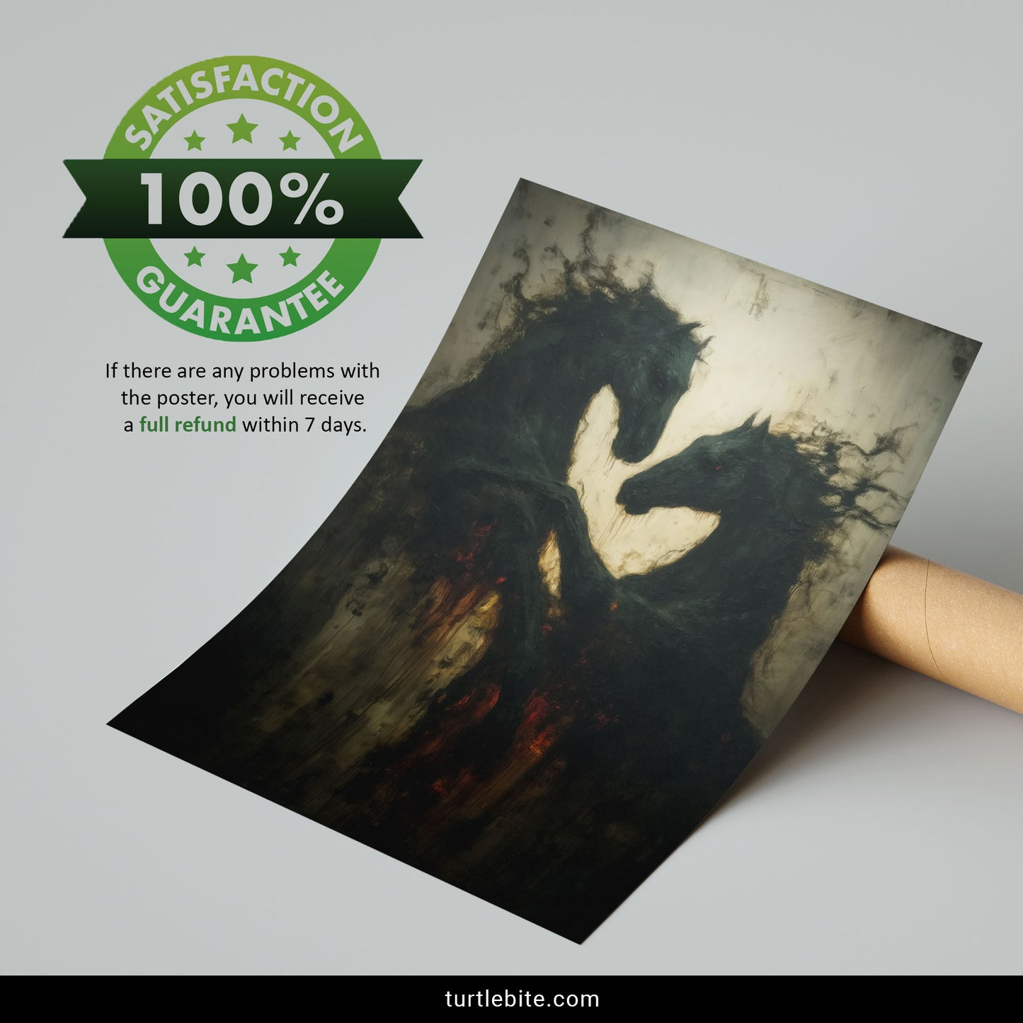 Dark Horses Print, Gothic Moody Wall Art, Nightmare Poster