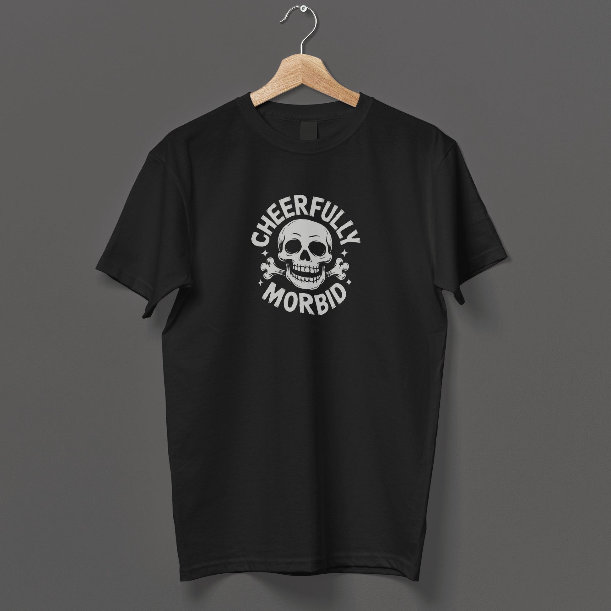 Sarcastic morbid humor gothic shirt skull and bones graphic witty conversation starter tee