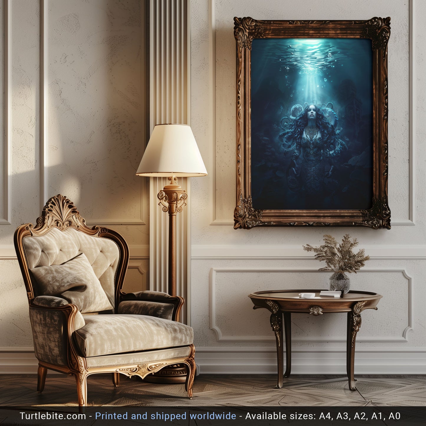 Dark Mermaid Art Print | Underwater Gothic Wall Decor