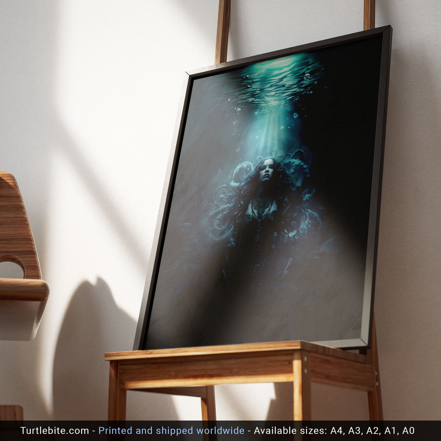Dark Mermaid Art Print | Underwater Gothic Wall Decor