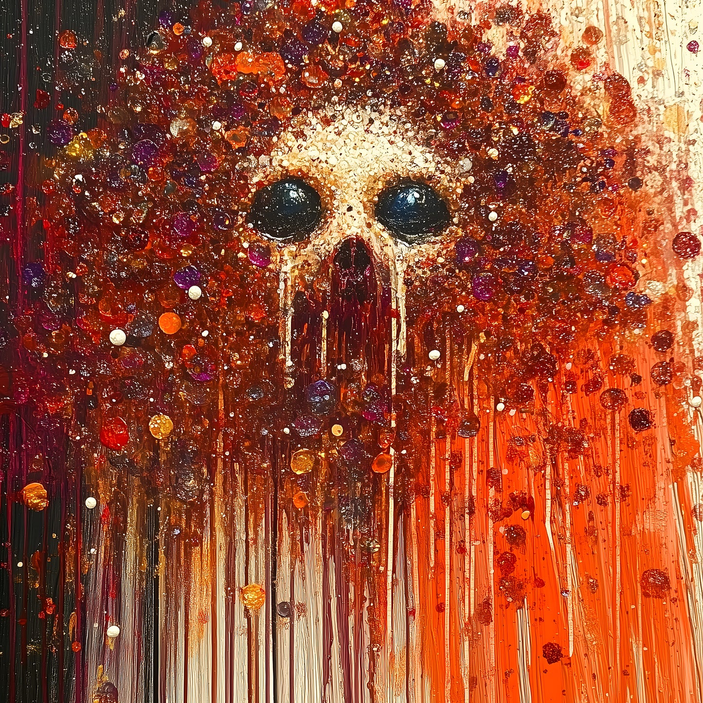 Dazzling Skull Art Print - Vibrant Splatter Oil Painting Poster - Colorful Sparkling Fine Art Print