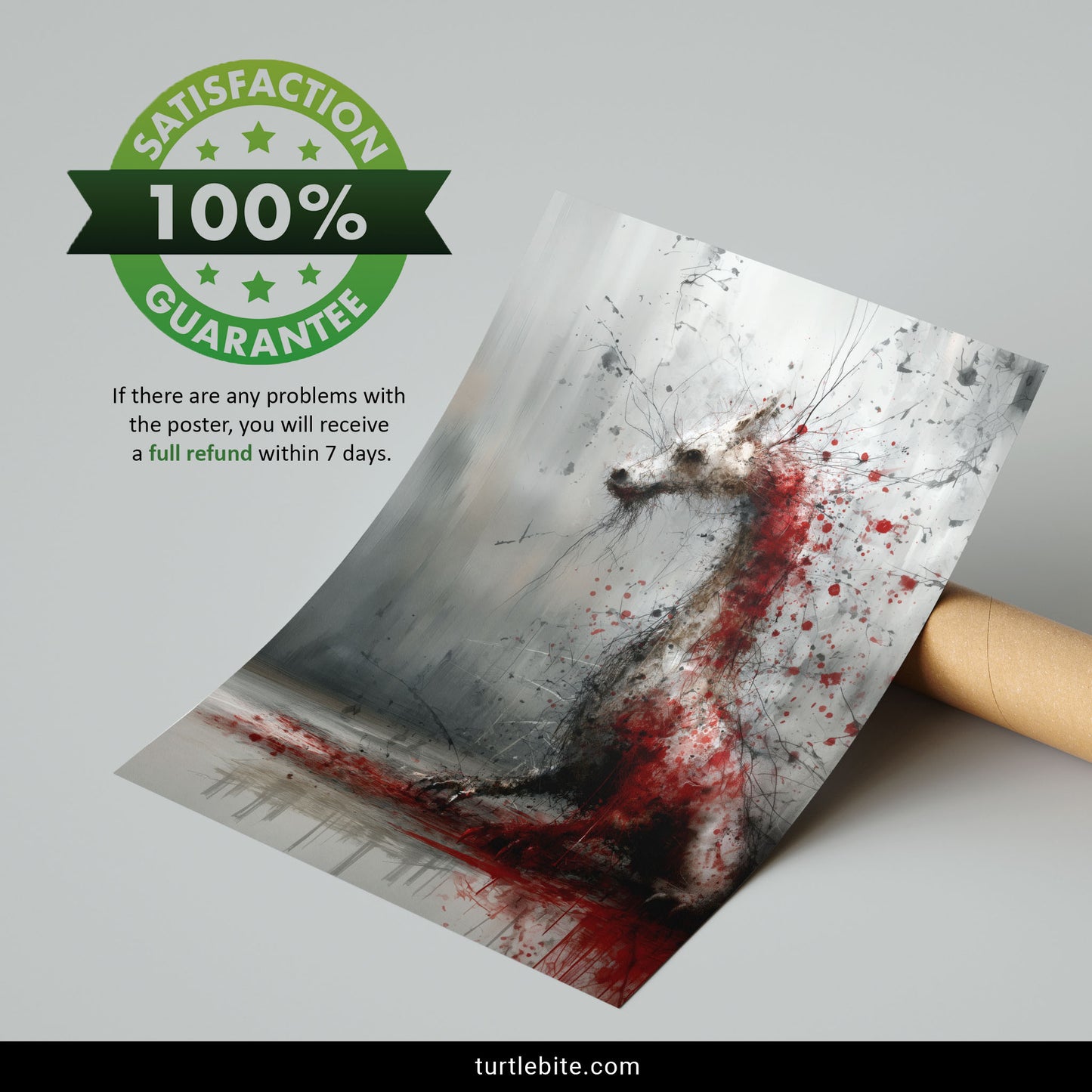 Dragon Blood Splatter Art Print, Gothic Horror Wall Poster