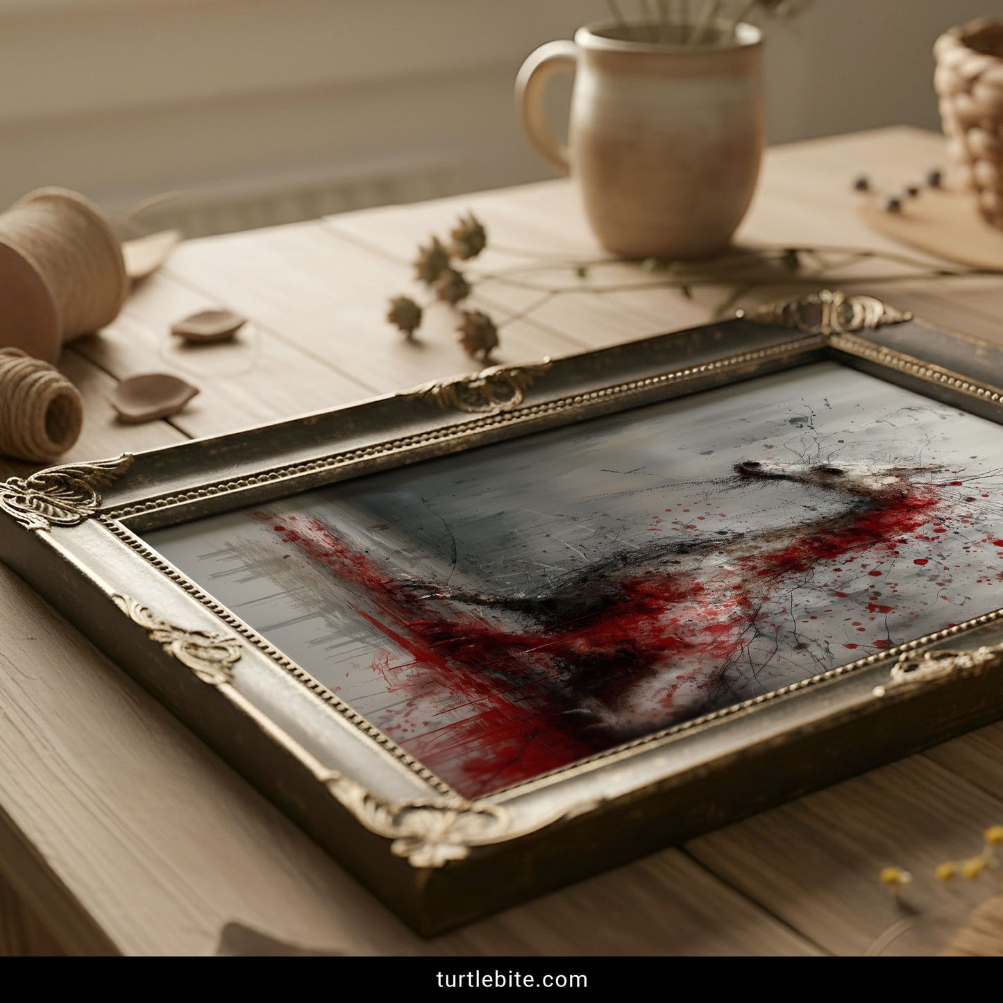 Dragon Blood Splatter Art Print, Gothic Horror Wall Poster