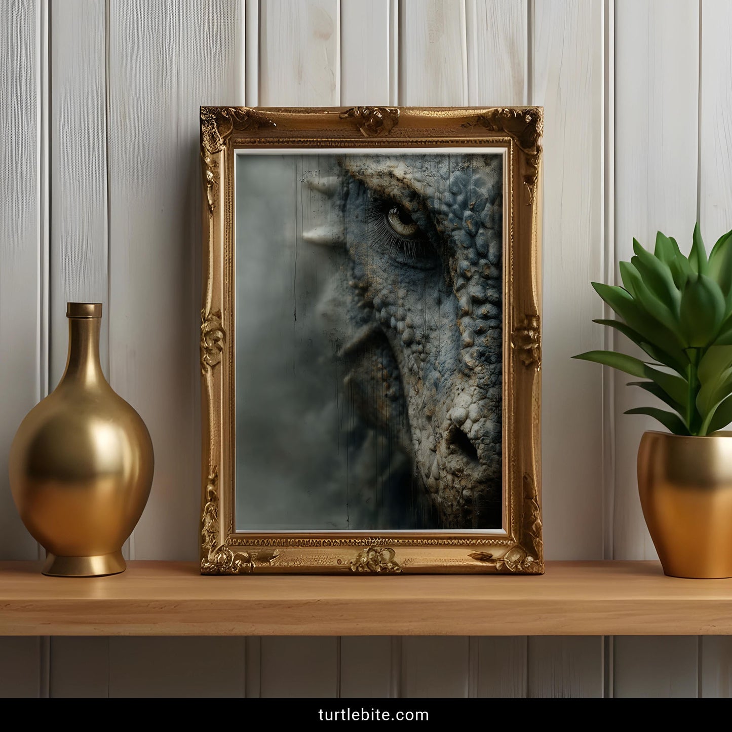 Mysterious dragon portrait blending human and reptilian features - unusual gothic creature artwork