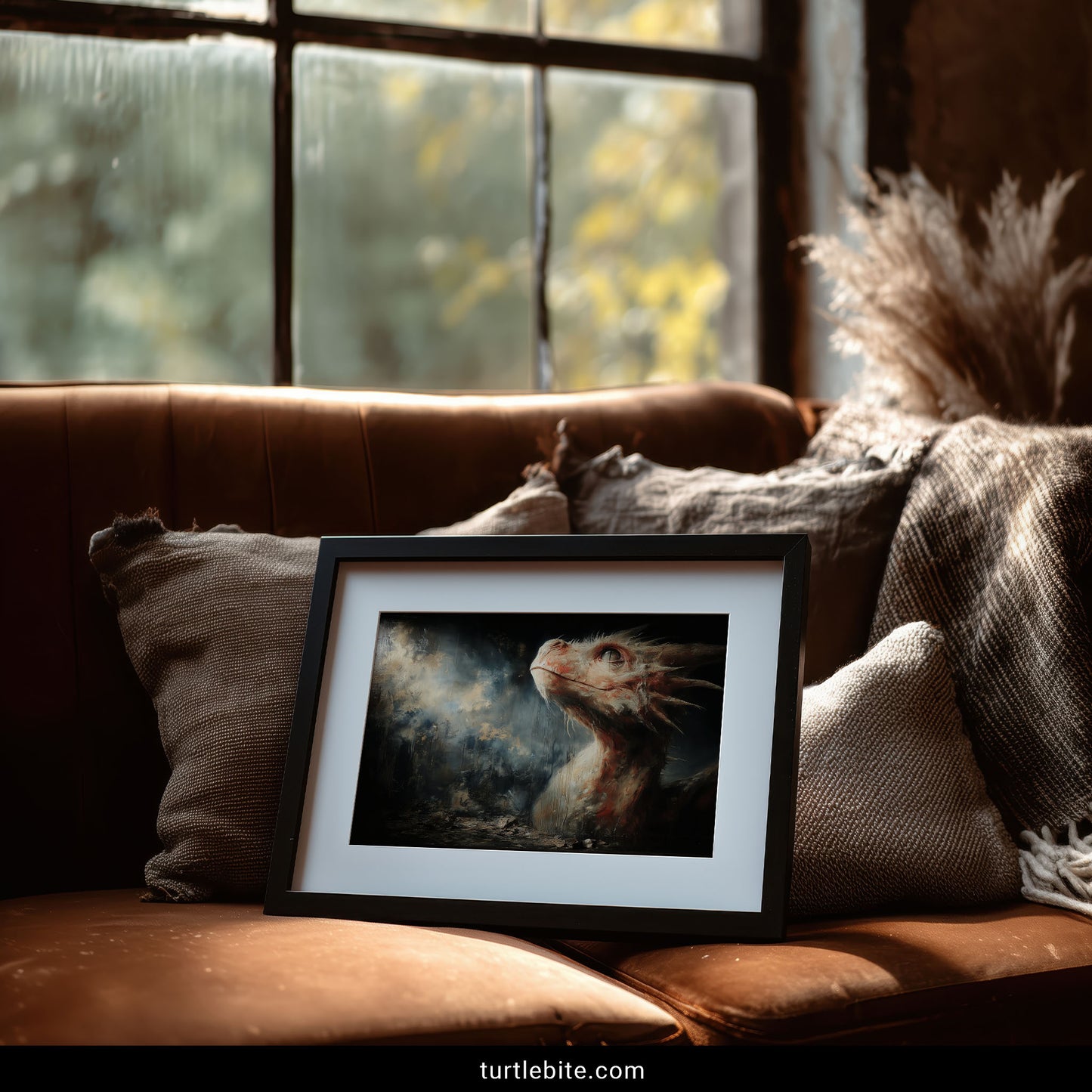 Horror decor wall art showing ancient dragon rising through atmospheric gothic apocalypse