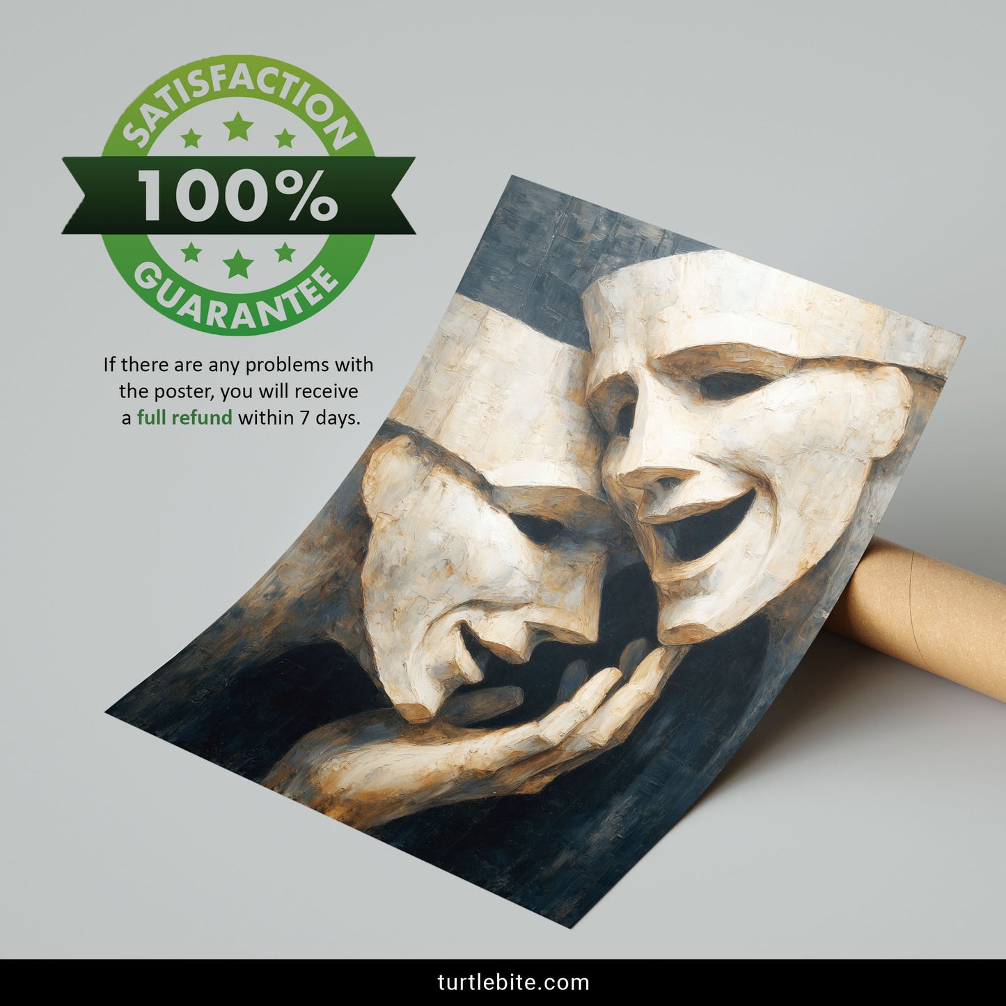 Drama Masks Wall Art, Gothic Theater Poster