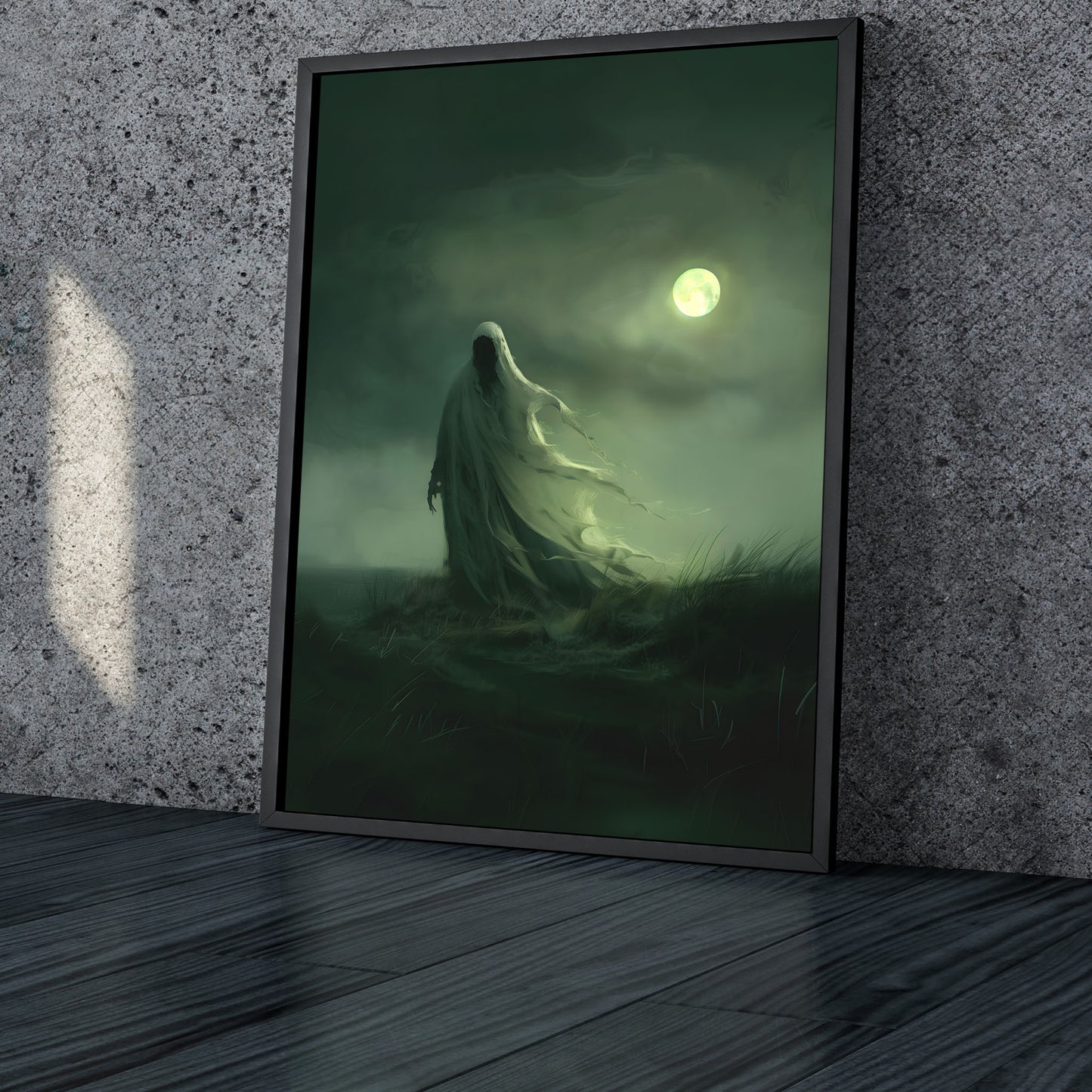 Eerie Moonlight Ghost Wall Art - Haunting Decor for a Dark Space