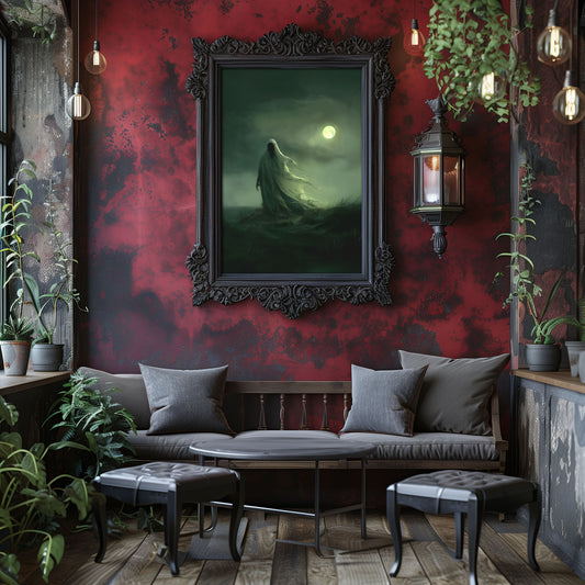 Eerie Moonlight Ghost Wall Art - Haunting Decor for a Dark Space