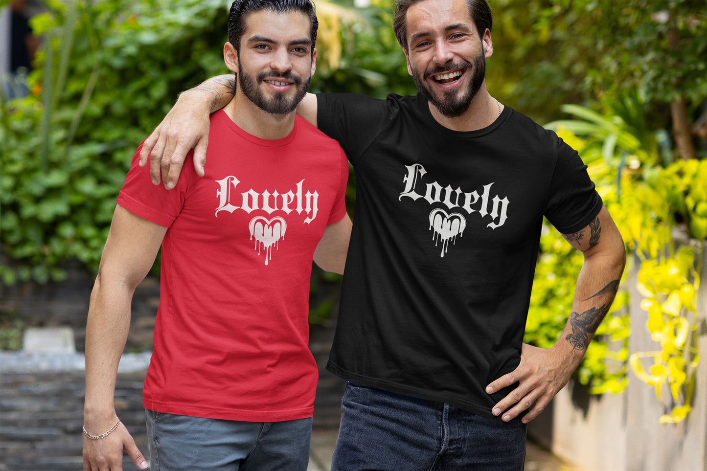 Simple Text 'Lovely' on Melting Heart Gothic T-Shirt