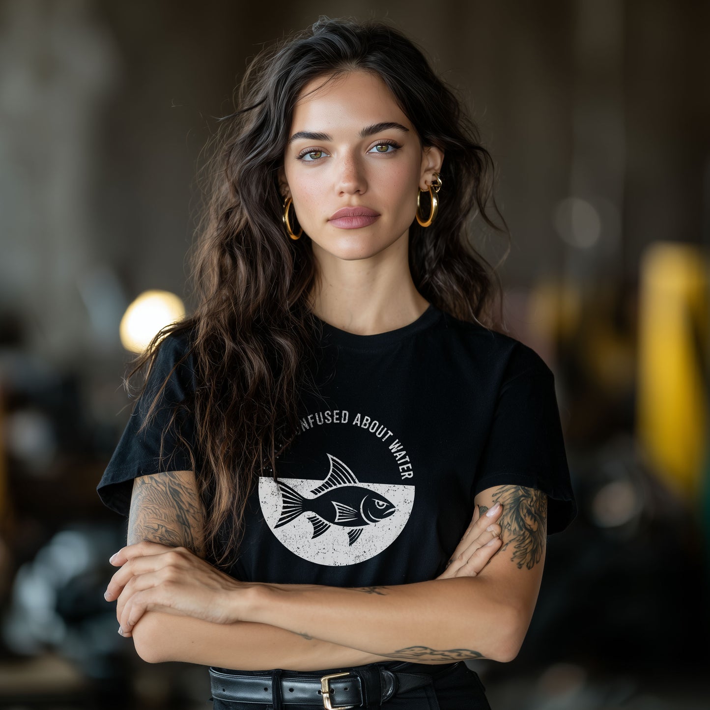 Witty fish shirt with philosophical text - premium cotton funny graphic tee for dark humor lovers