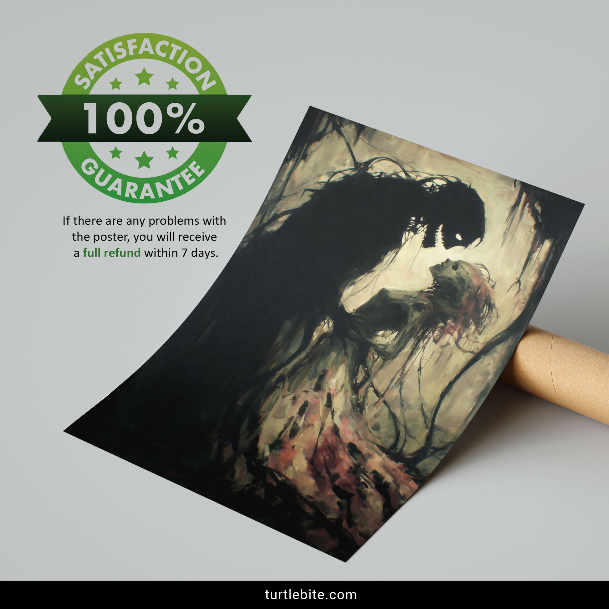 Memento mori wall art with spectral lovers in atmospheric gothic romance painting style