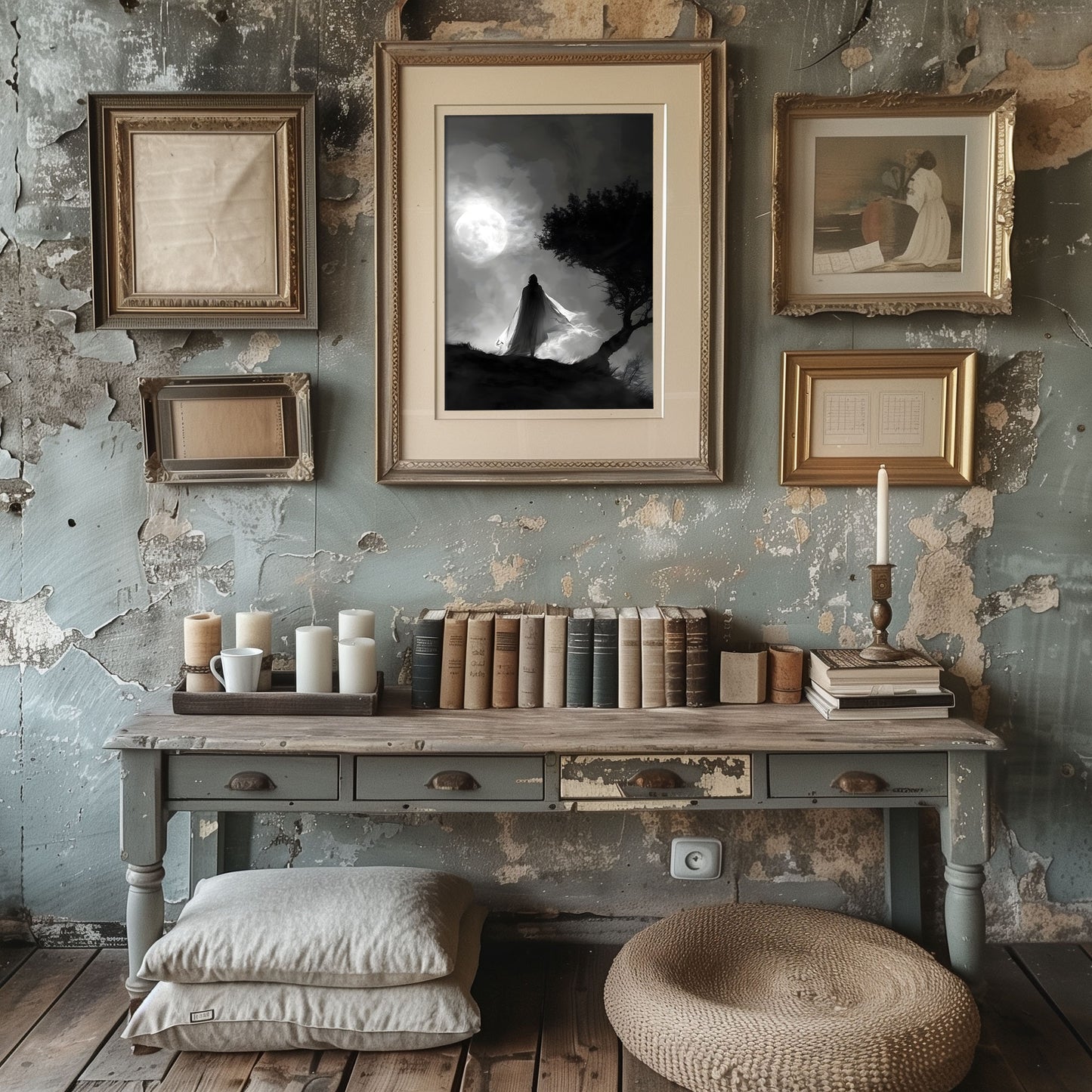 Ghostly Presence in the Moonlight - Haunting Wall Decor for a Dark Atmosphere