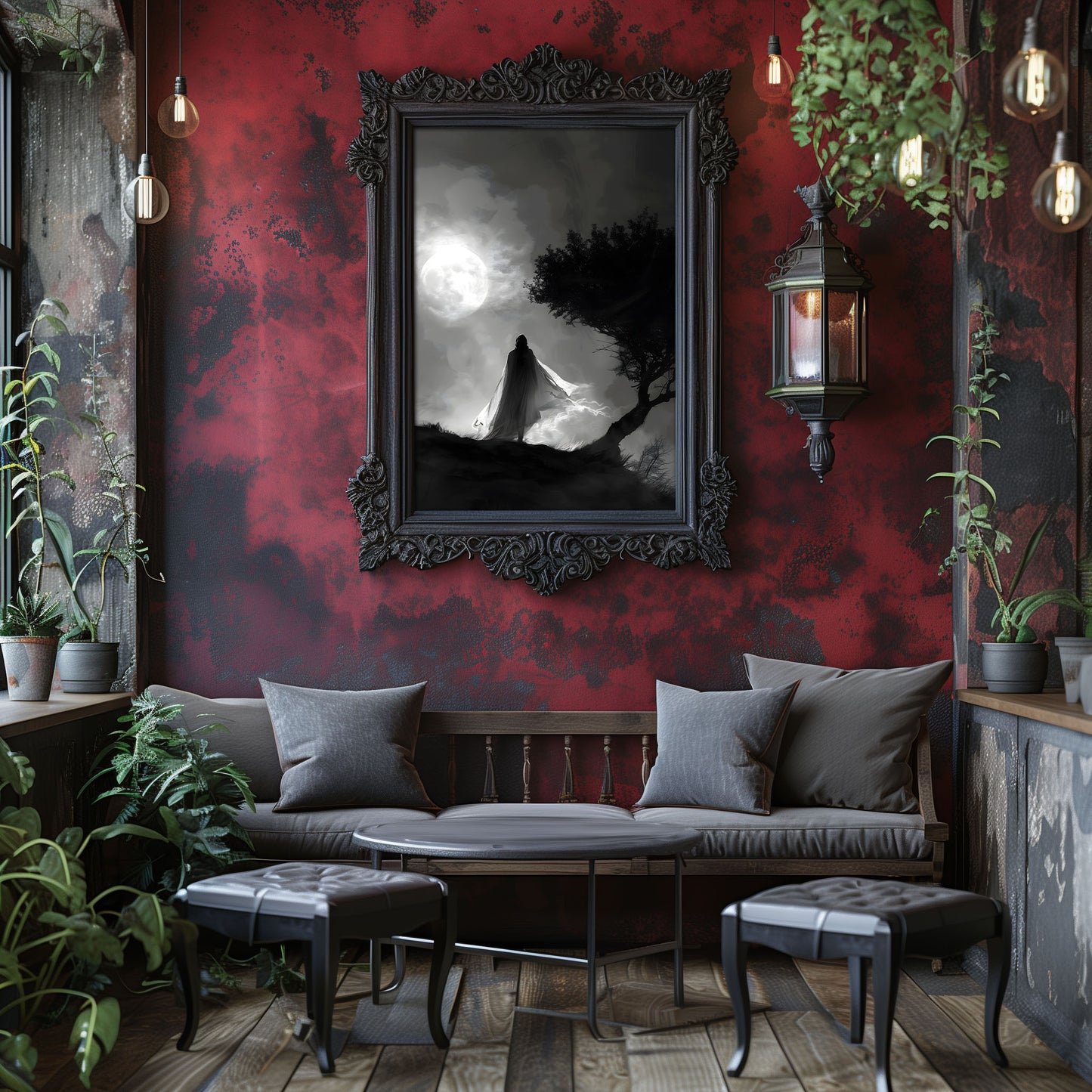 Ghostly Presence in the Moonlight - Haunting Wall Decor for a Dark Atmosphere