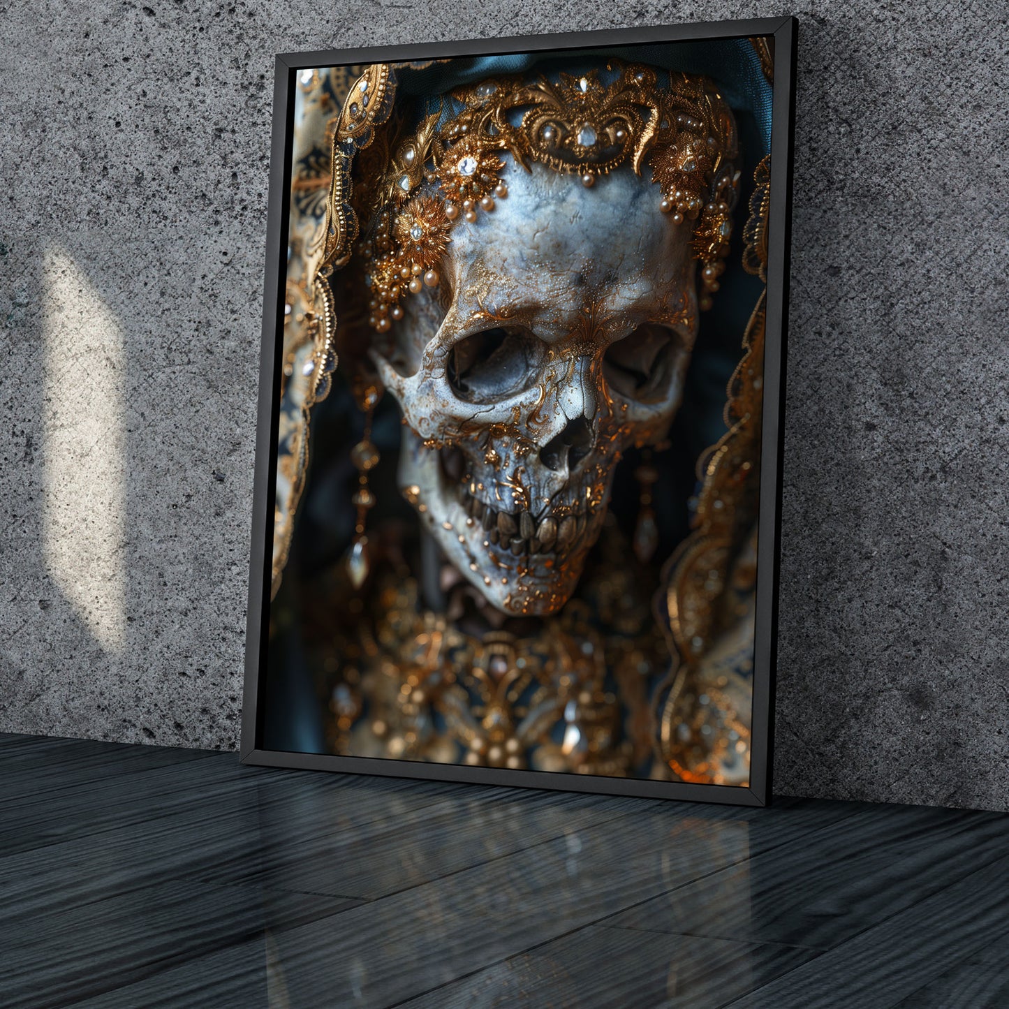 Gothic Glamourous Blue Skull Portrait - Poster