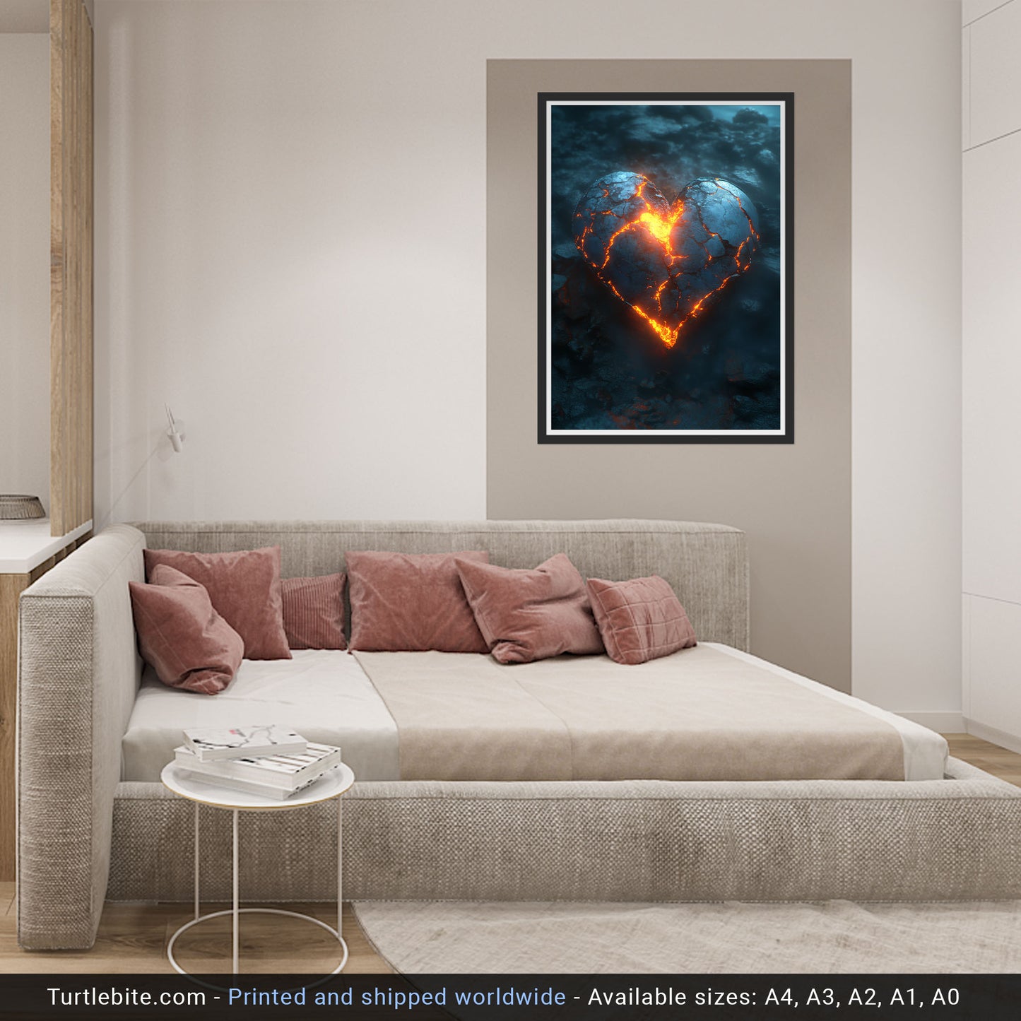 Glowing Heart Poster Print – Dark Eternal Love Wall Art – Gothic Gifts for Her