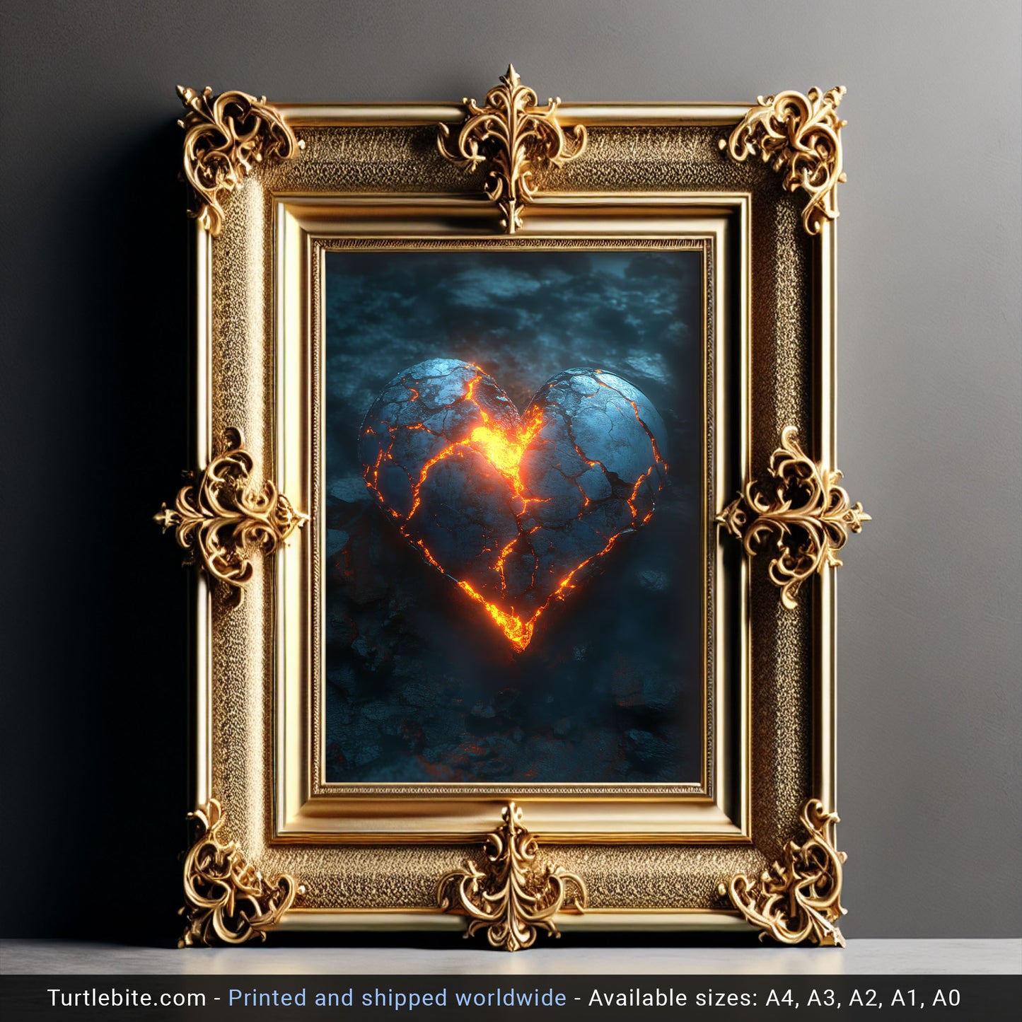 Glowing Heart Poster Print – Dark Eternal Love Wall Art – Gothic Gifts for Her