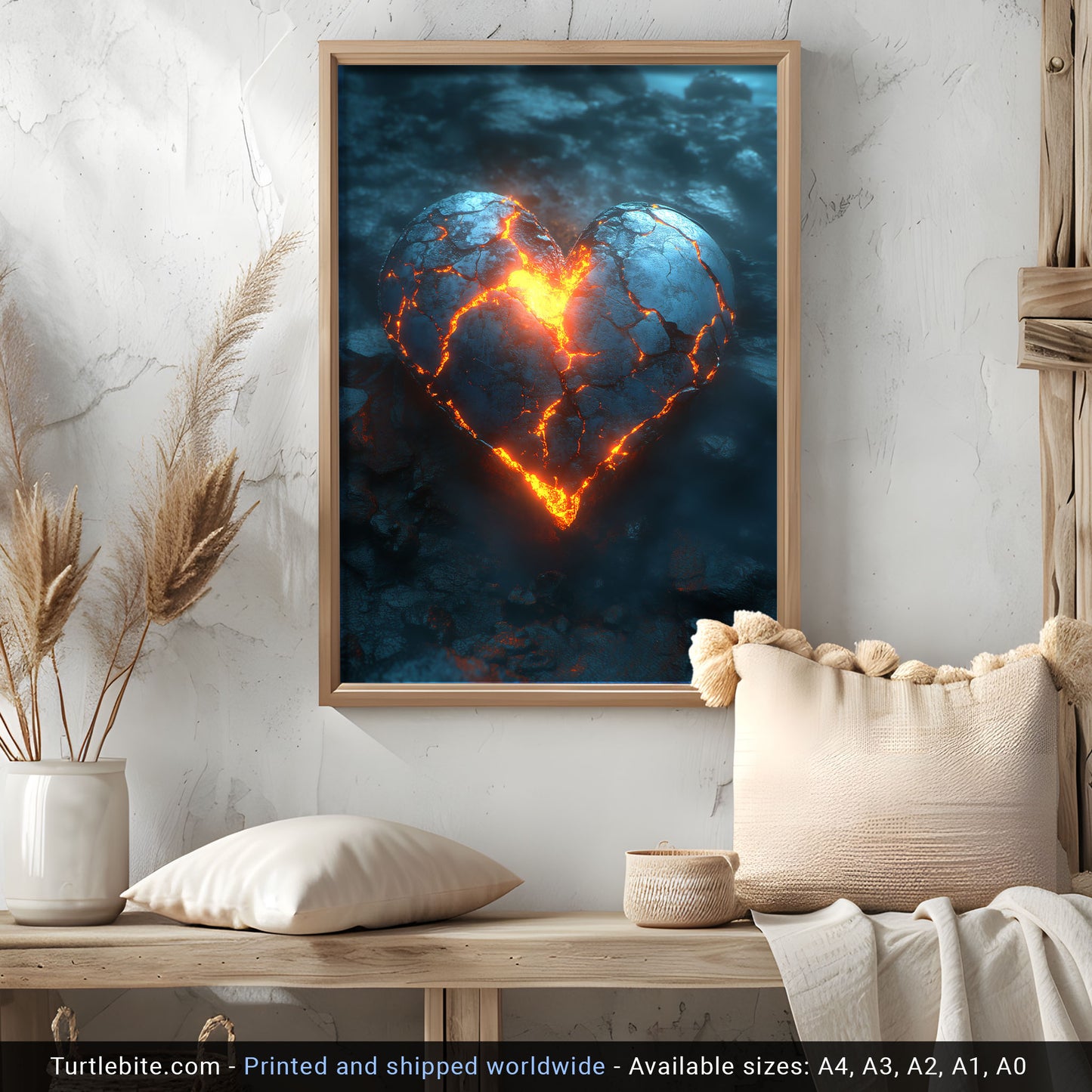 Glowing Heart Poster Print – Dark Eternal Love Wall Art – Gothic Gifts for Her