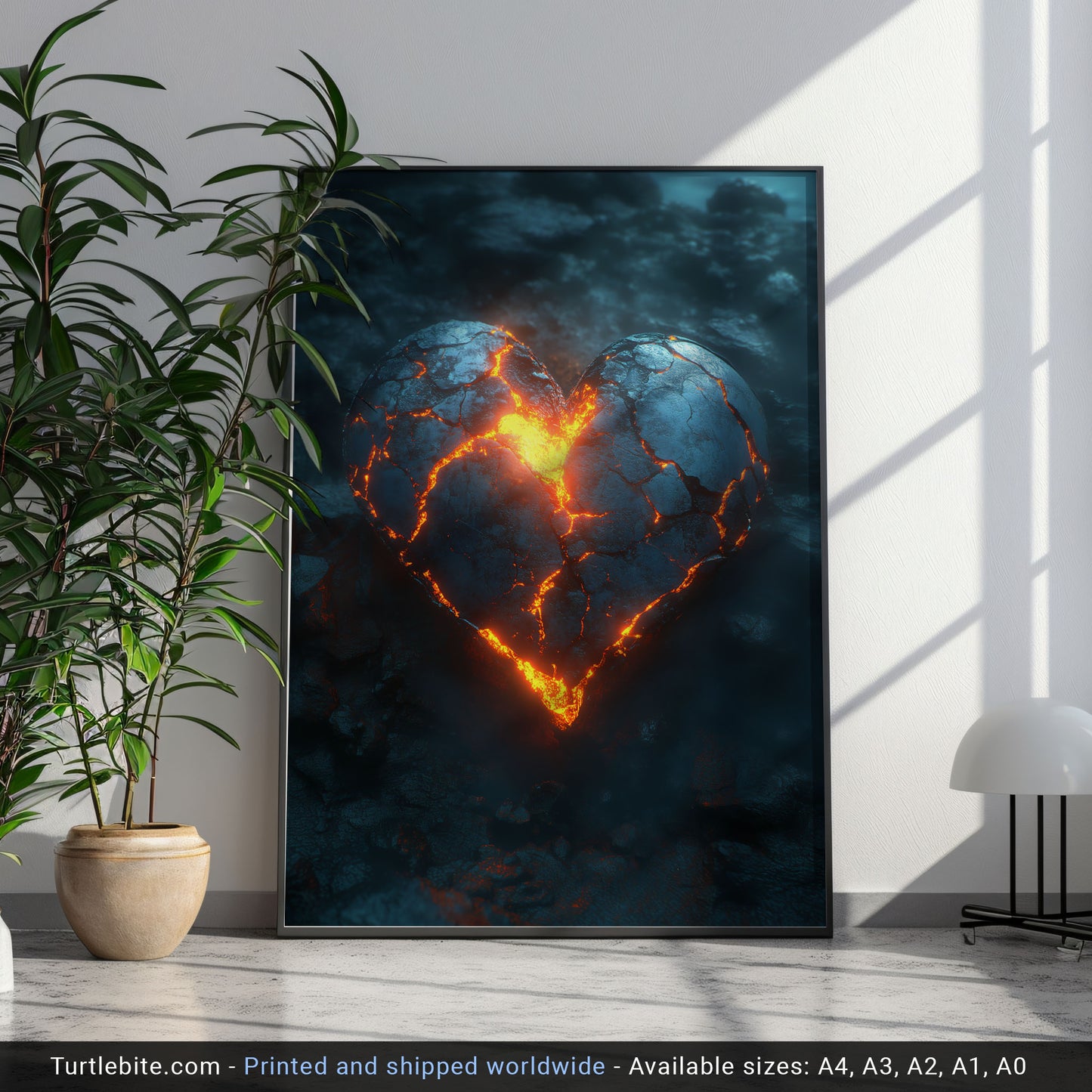 Glowing Heart Poster Print – Dark Eternal Love Wall Art – Gothic Gifts for Her