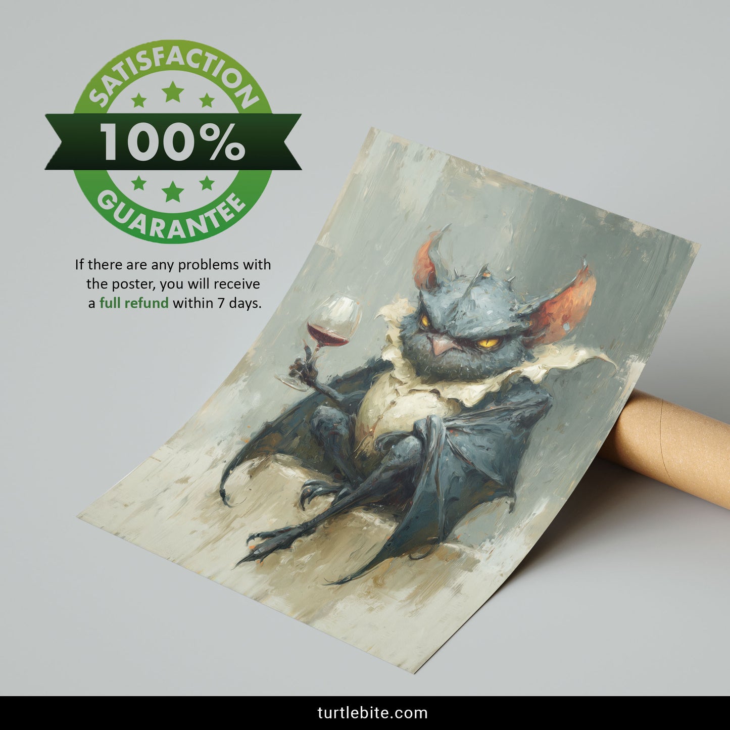 Grumpy Bat Owl Gothic Art Print, Dark Humor Wall Art