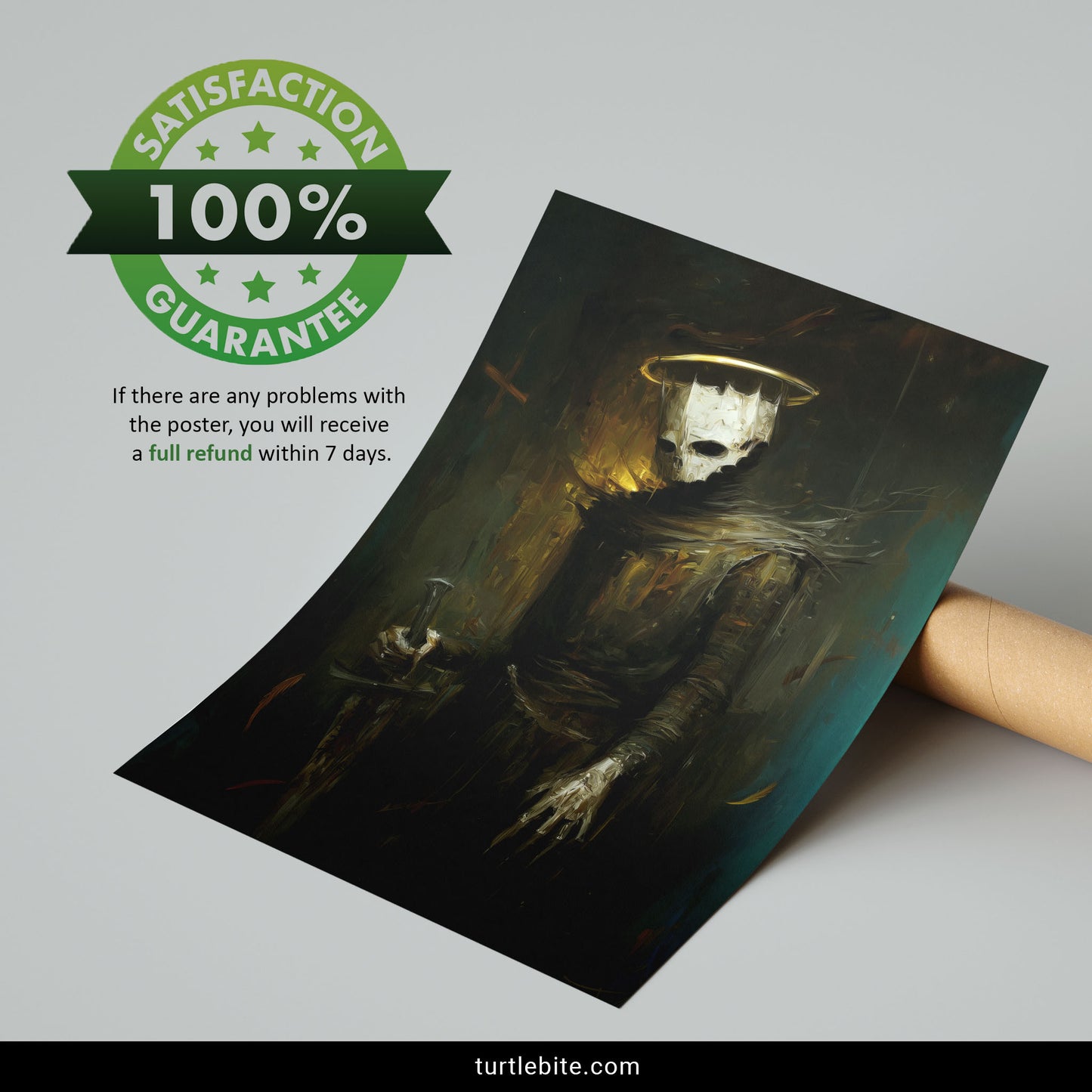 Medieval Knight Skeleton Print, Gothic Art Poster