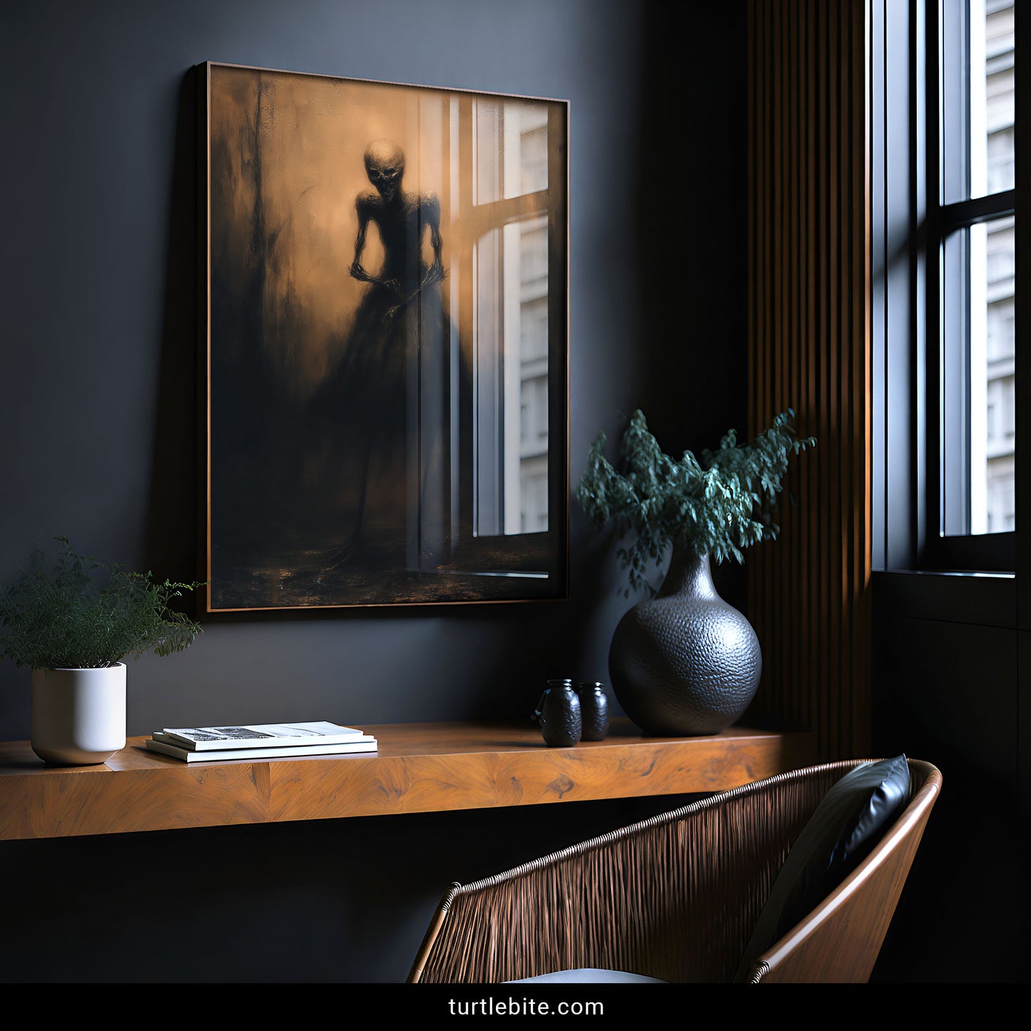 Memento mori skeletal figure wearing elegant Victorian gown macabre wall art poster