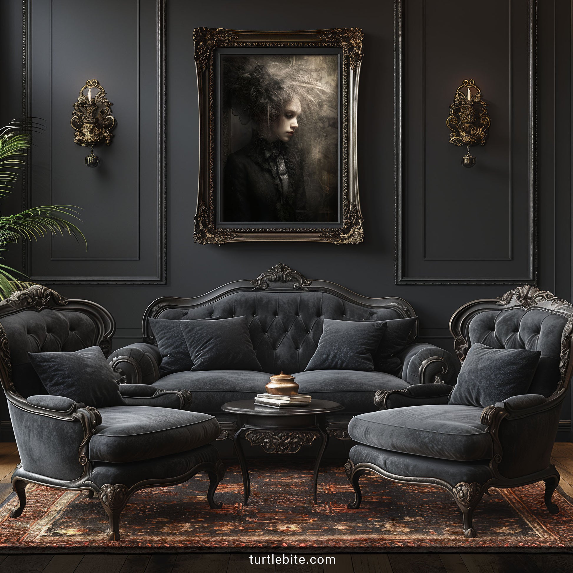 Chaotic beauty wall art featuring gothic bad hair day aesthetic in dramatic black white style