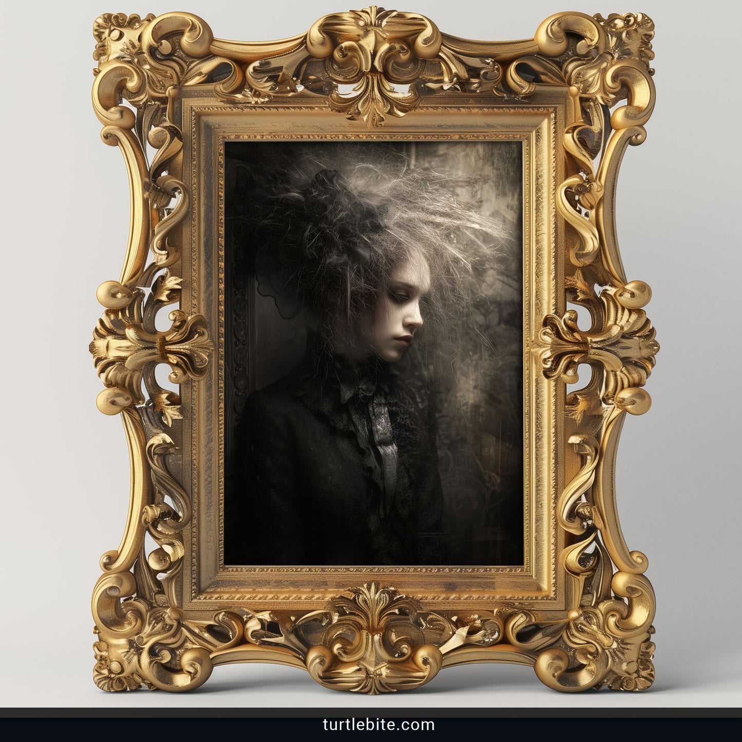 Gothic Bad Hair Day Art, Wild Hair Portrait Wall Print