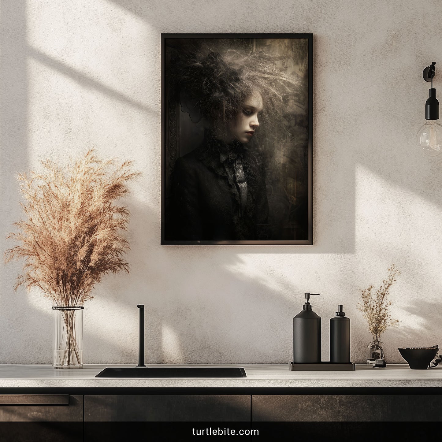 Gothic Bad Hair Day Art, Wild Hair Portrait Wall Print