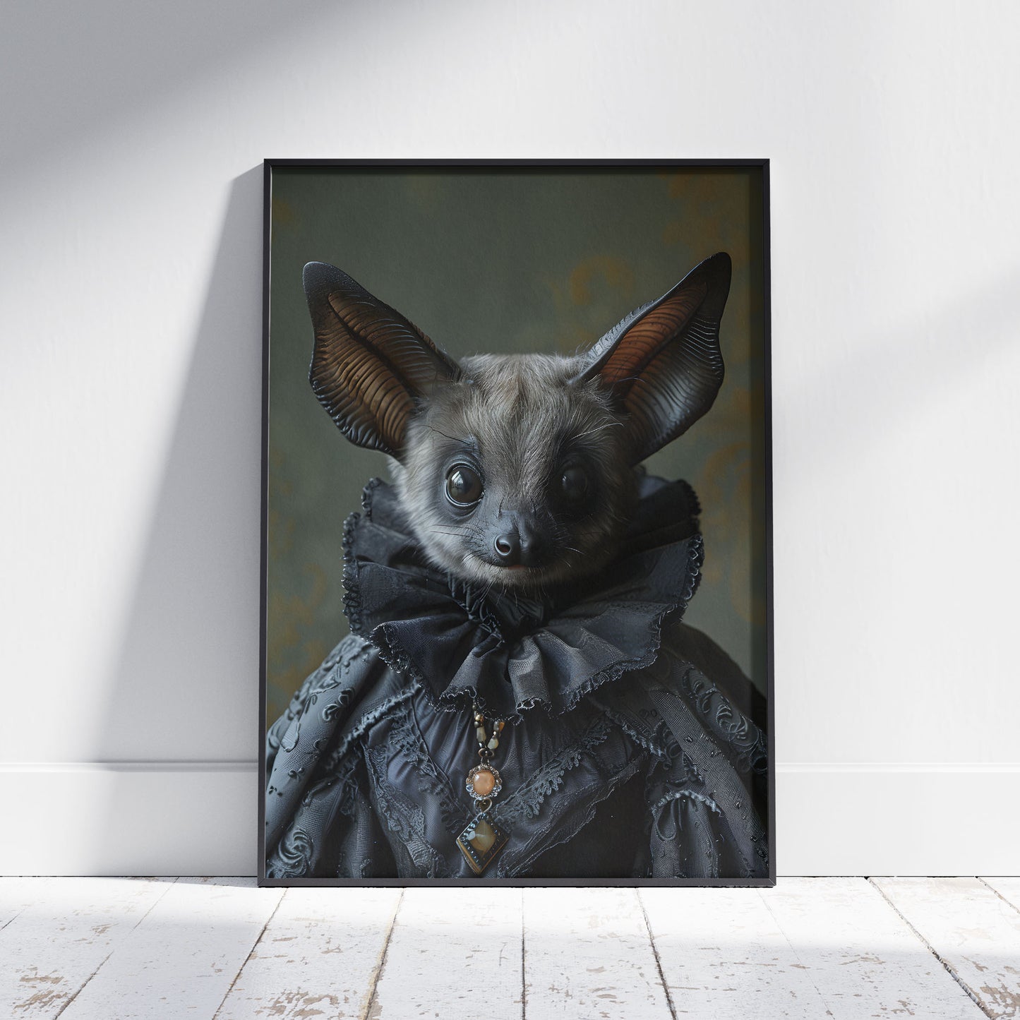 Gothic Bat in Dress Poster - Dark Aesthetic Wall Art