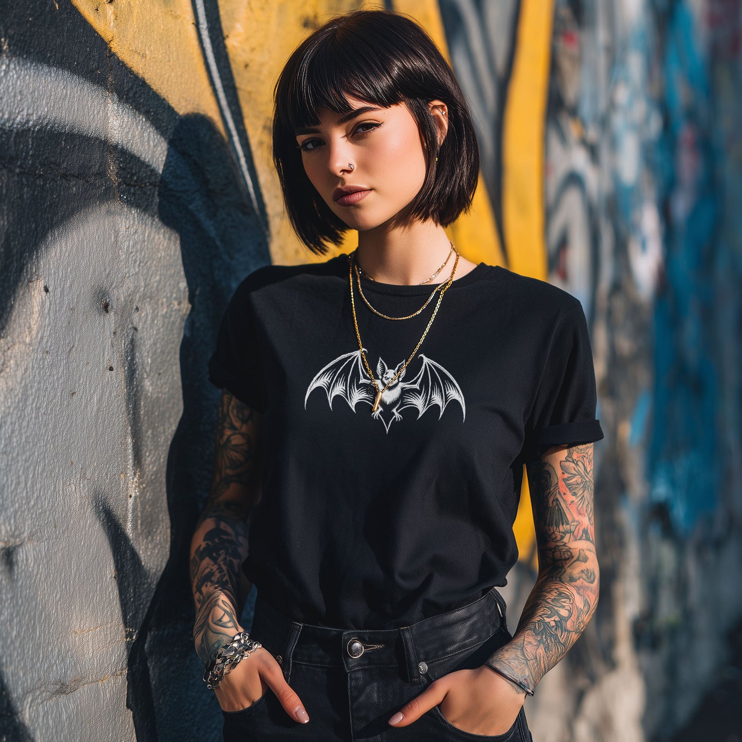 Gothic Bat T-Shirt – Demon Wings Graphic Tee