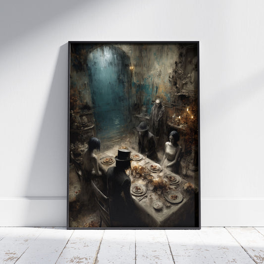 Gothic Dinner Party - Dark Victorian Horror Wall Art Print