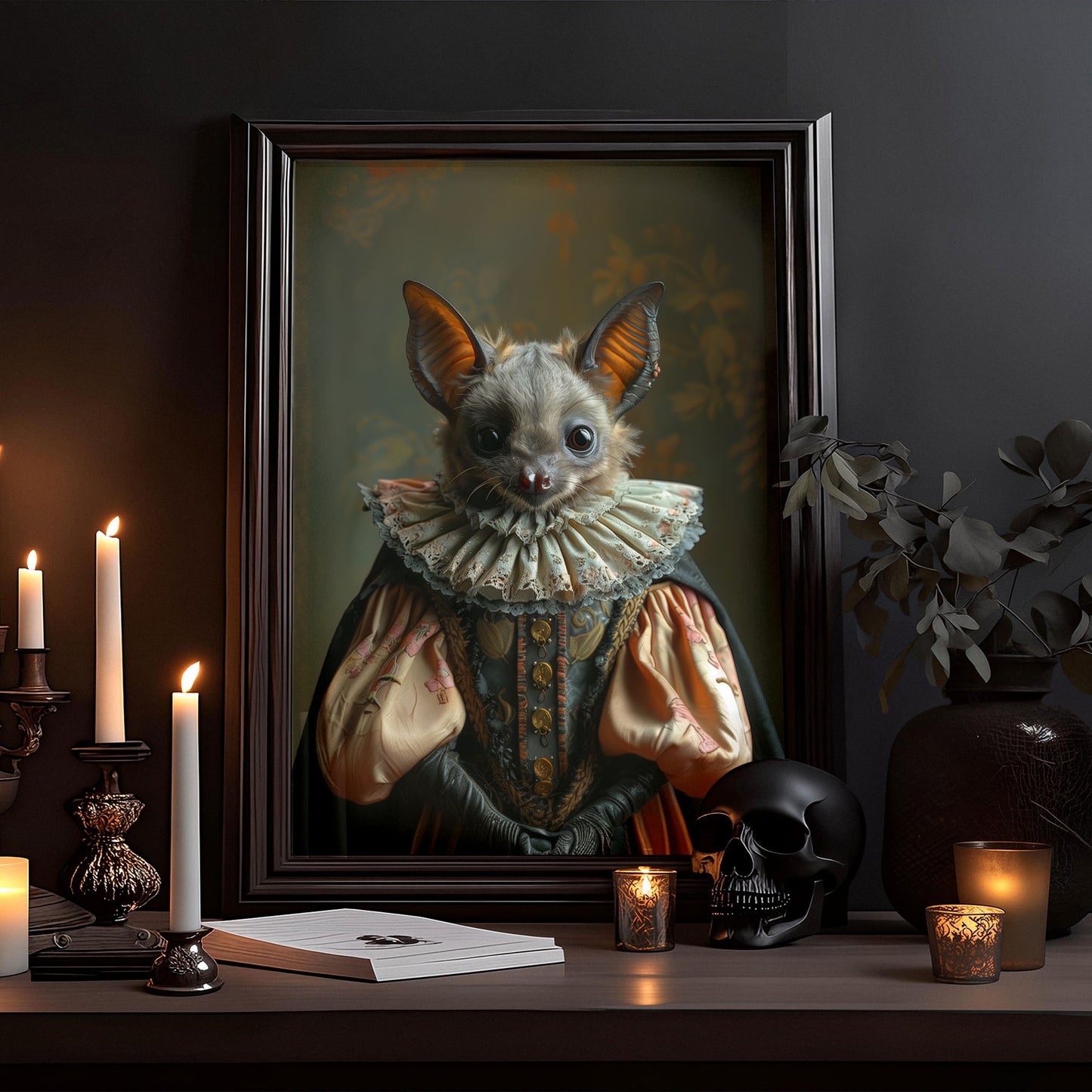 Dark Aesthetic Wall Art - Gothic Bat in Dress Poster for a Unique Look
