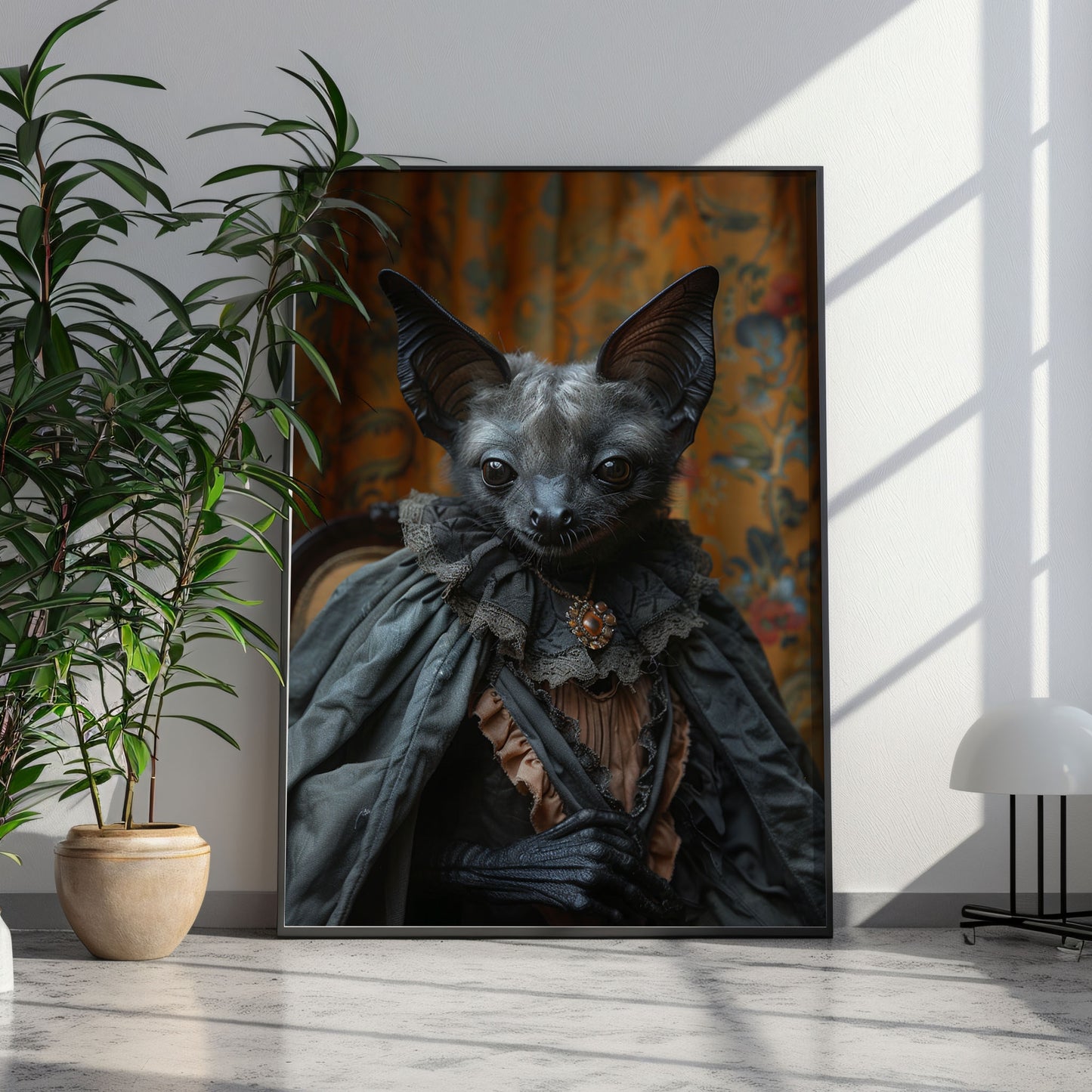 Elegant Gothic Bat Portrait - Dark Aesthetic Wall Art Poster