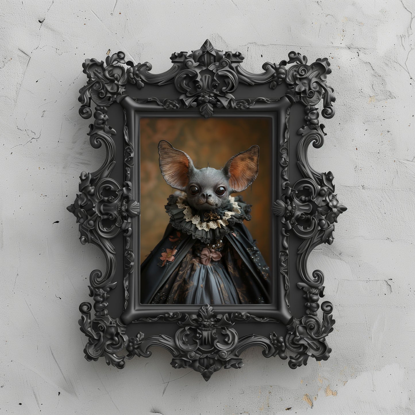 Portrait of Gothic Gargoyle in Dress Poster - Dark Aesthetic Wall Art