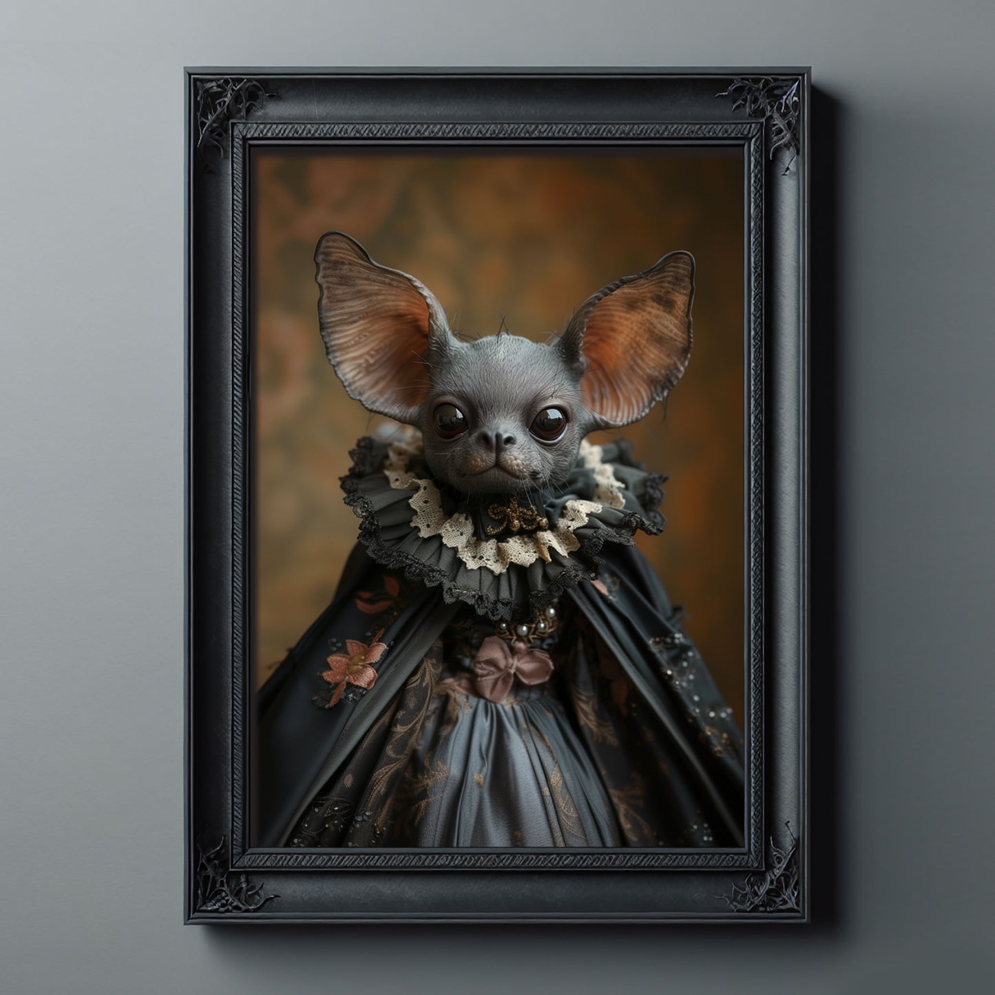 Portrait of Gothic Gargoyle in Dress Poster - Dark Aesthetic Wall Art