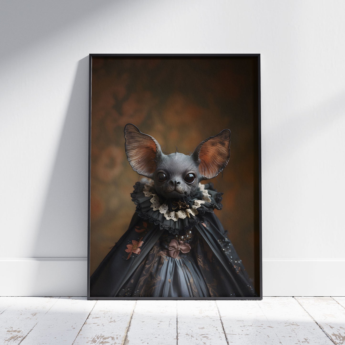 Portrait of Gothic Gargoyle in Dress Poster - Dark Aesthetic Wall Art