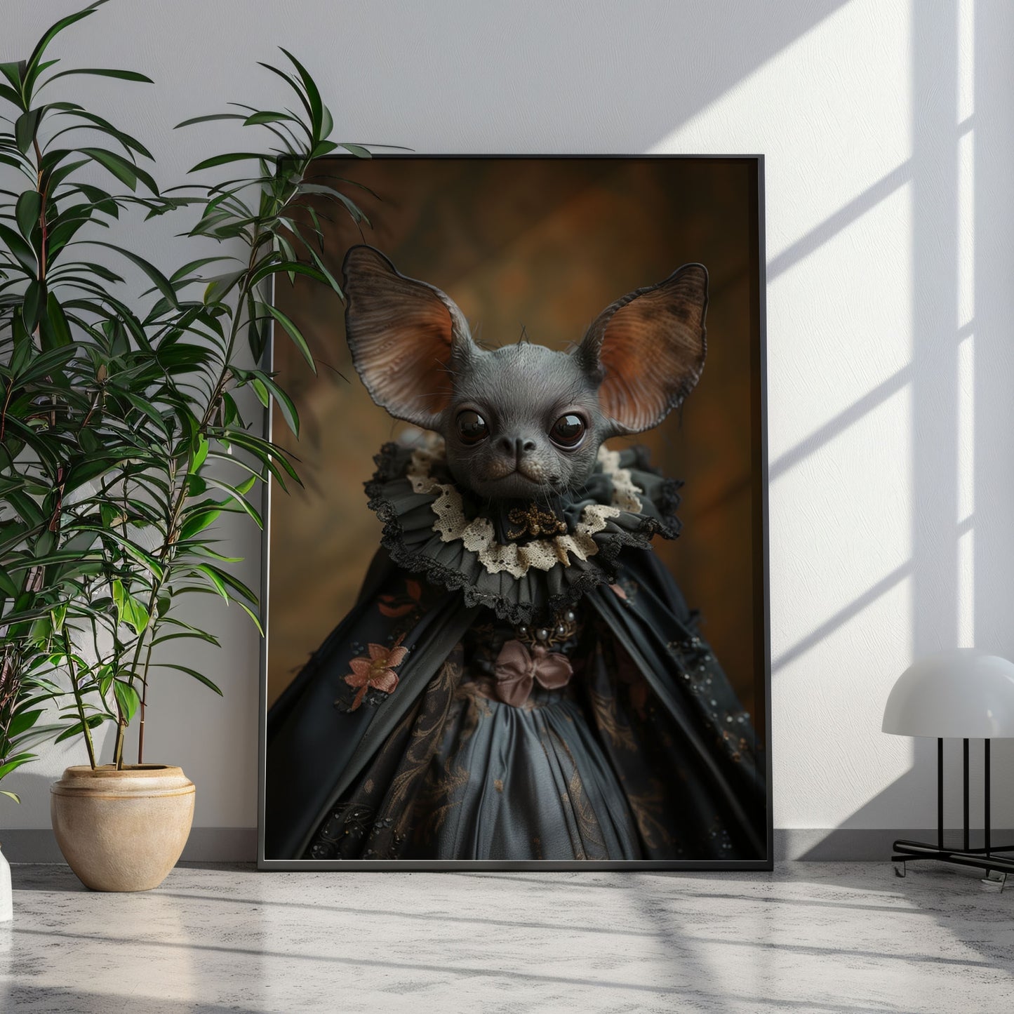 Portrait of Gothic Gargoyle in Dress Poster - Dark Aesthetic Wall Art