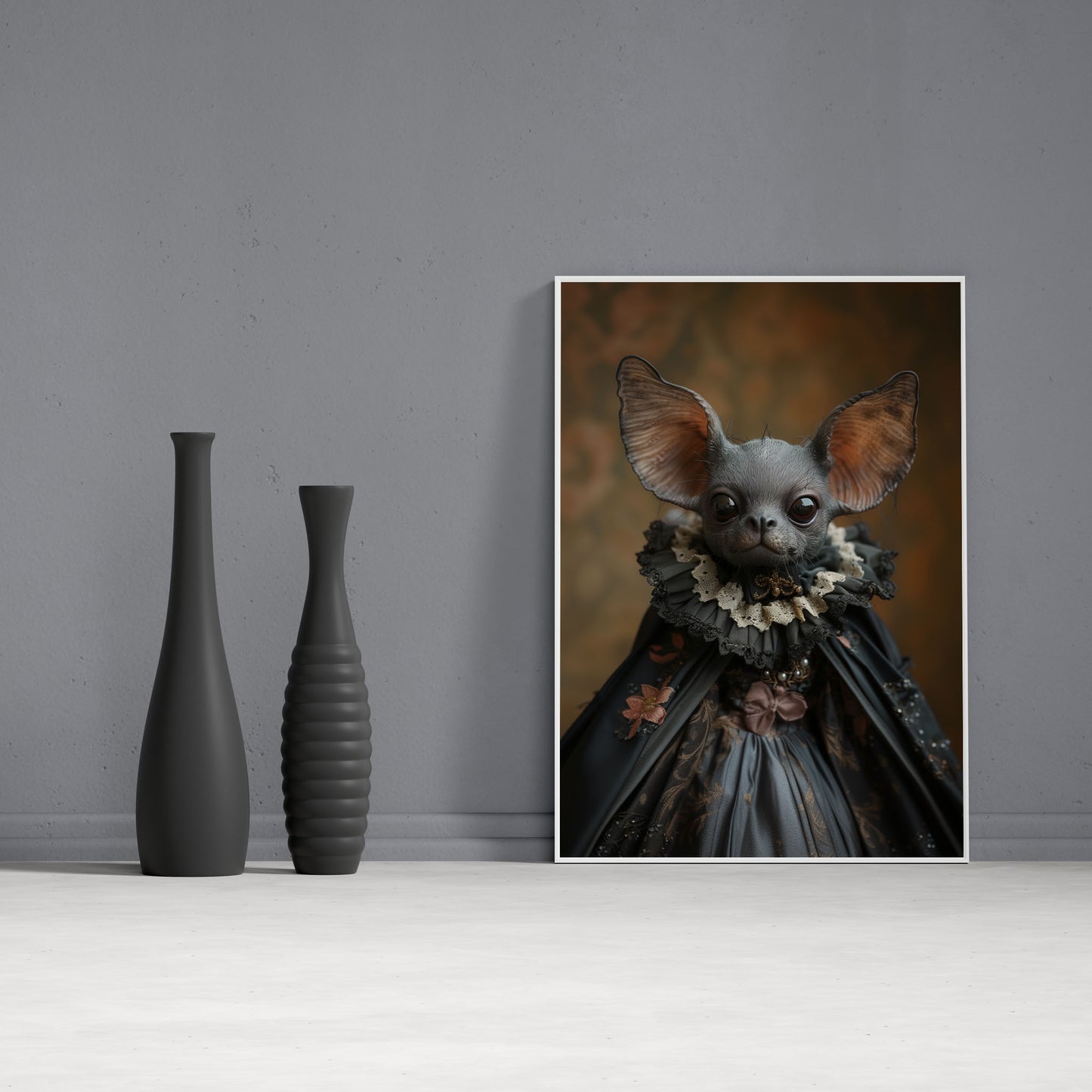 Portrait of Gothic Gargoyle in Dress Poster - Dark Aesthetic Wall Art