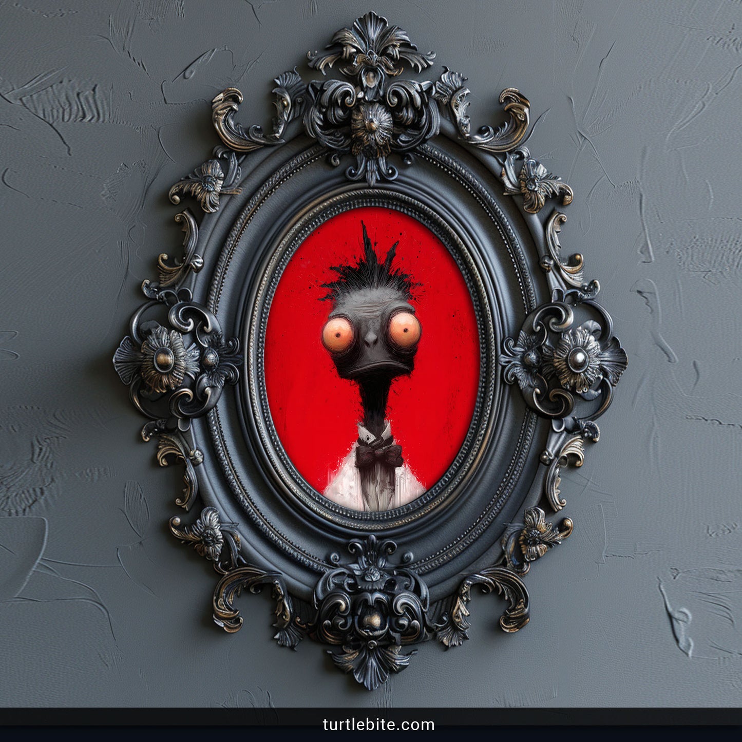 Gothic Ostrich Art Print - Surreal Dark Bird Wall Decor