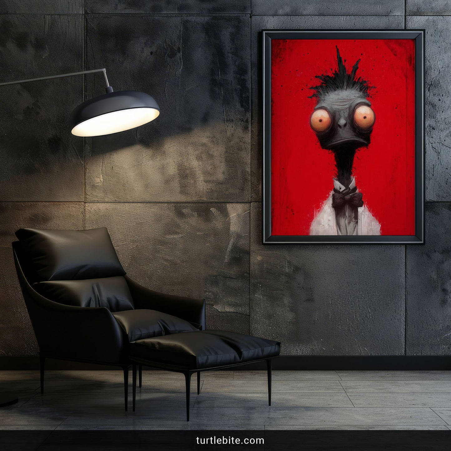 Gothic Ostrich Art Print - Surreal Dark Bird Wall Decor