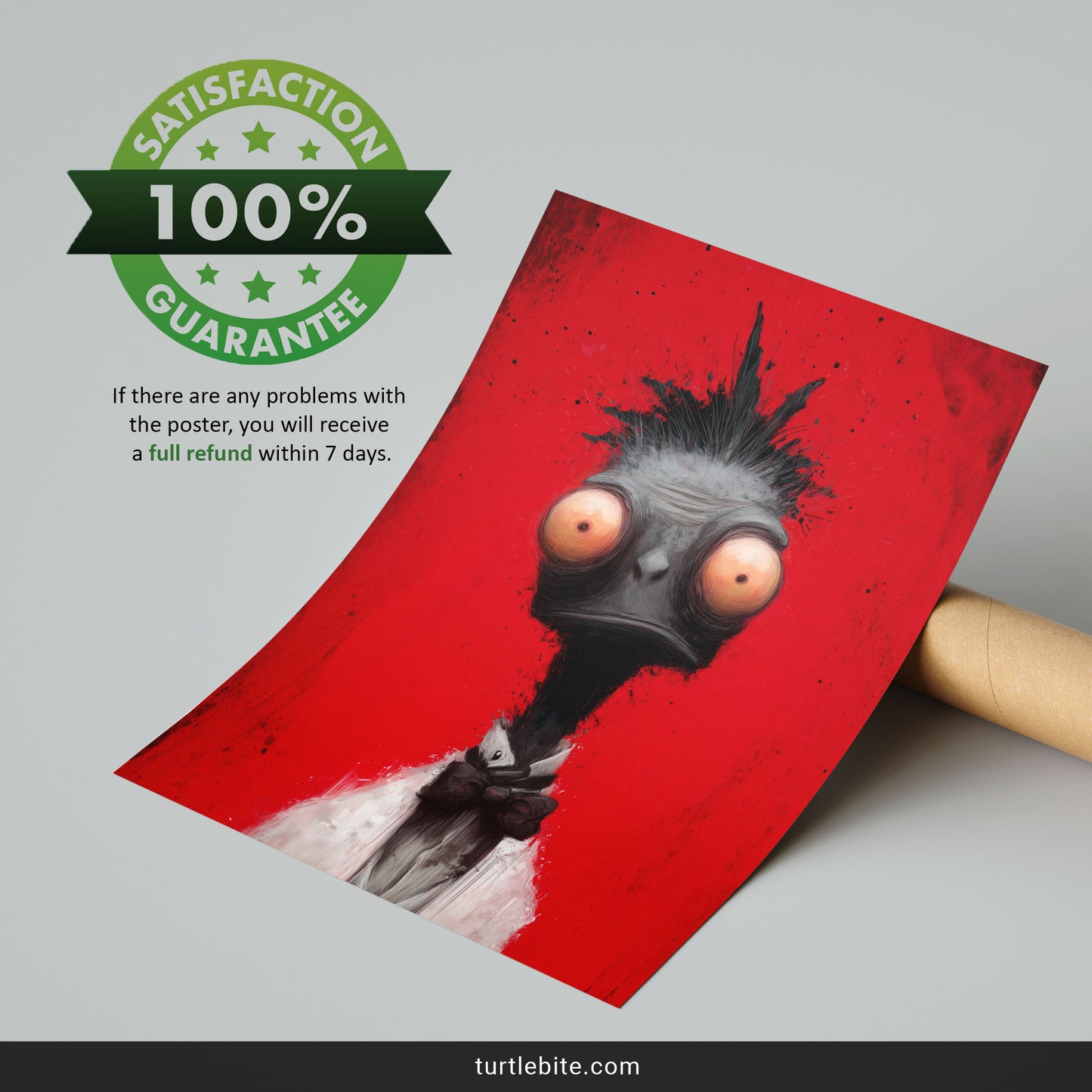 Gothic Ostrich Art Print - Surreal Dark Bird Wall Decor