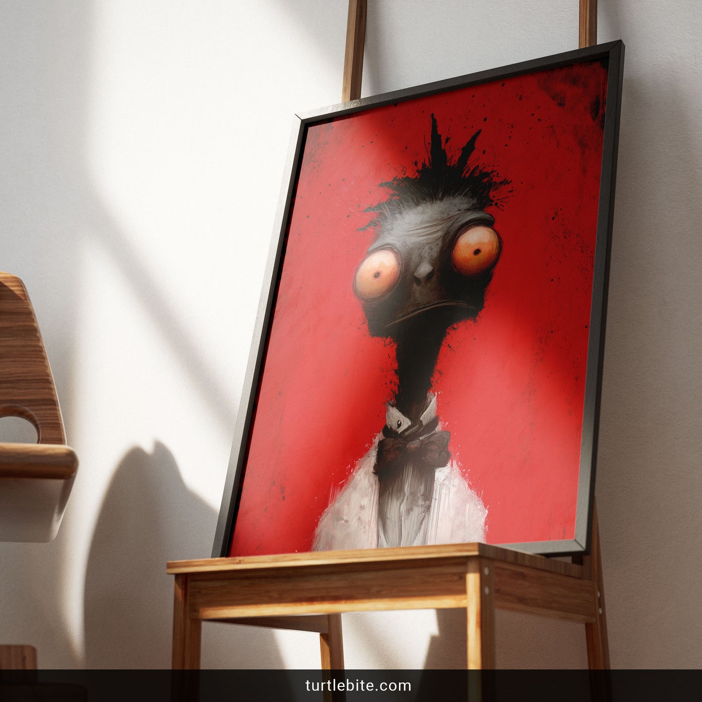 Gothic Ostrich Art Print - Surreal Dark Bird Wall Decor