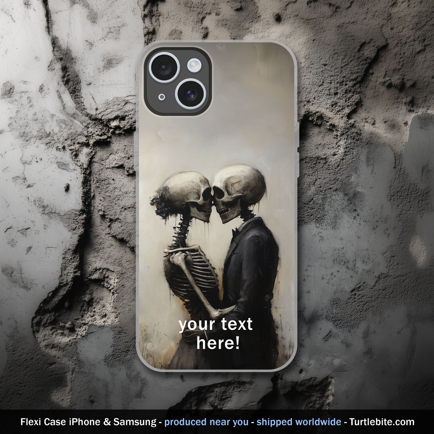 Gothic Romance Skeleton Phone Cover | Personalizable Fine Art for iPhone 15 Pro Max 14 13 12 11 Plus Samsung S24 Ultra S23 S22 S21 S20